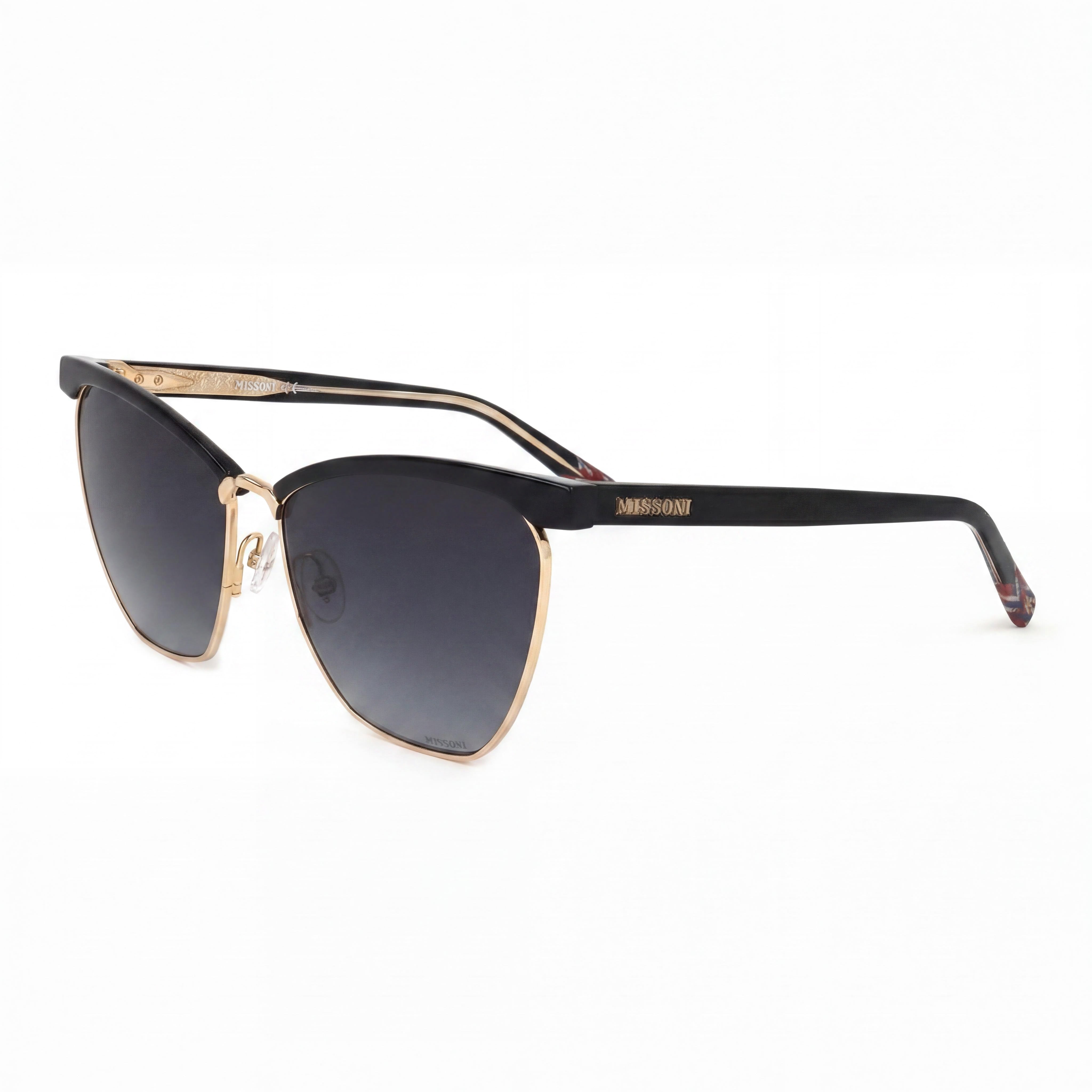 Gafas de sol Missoni Eyewear para mujer, montura metálica, gris oscuro degradado, negro dorado, sin polarizar, protección UV, 60 mm, Photo 1