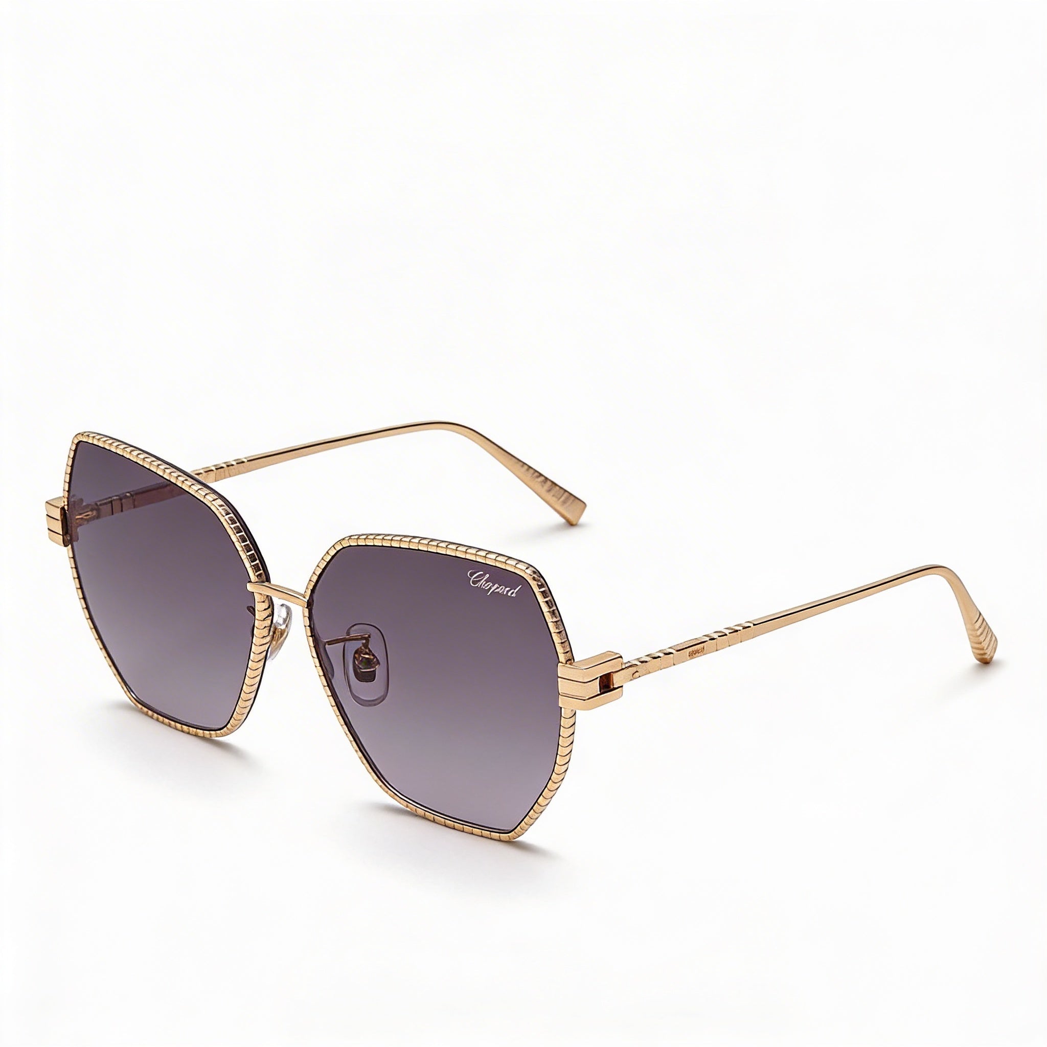 Gafas de sol Chopard casuales para mujer, marco de titanio y oro rosa, lentes no polarizadas con protección UV y degradado de humo de 59 mm, Photo 1