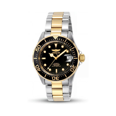 Invicta Diving Men's Automatic Two-Tone Stainless Steel Black Dial Diver Watch 40mm, 200M Water Resistant