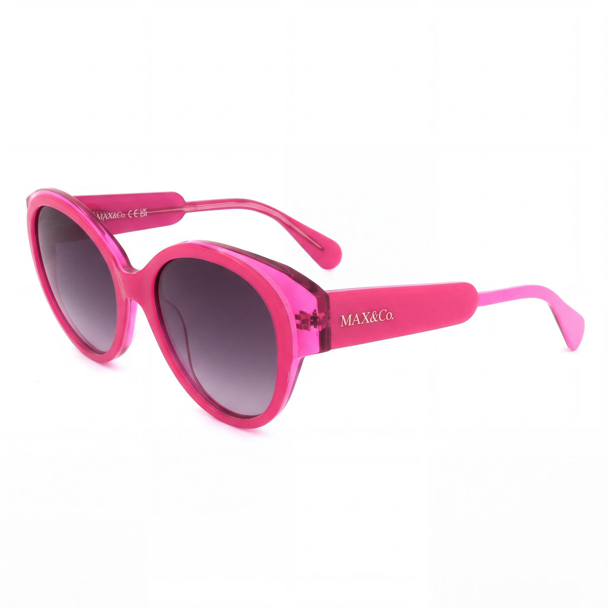 Max & Co. Casual Women's Shiny Pink Acetate Frame Grey Non-Polarized Lens Sunglasses 55-19-140, Photo 1