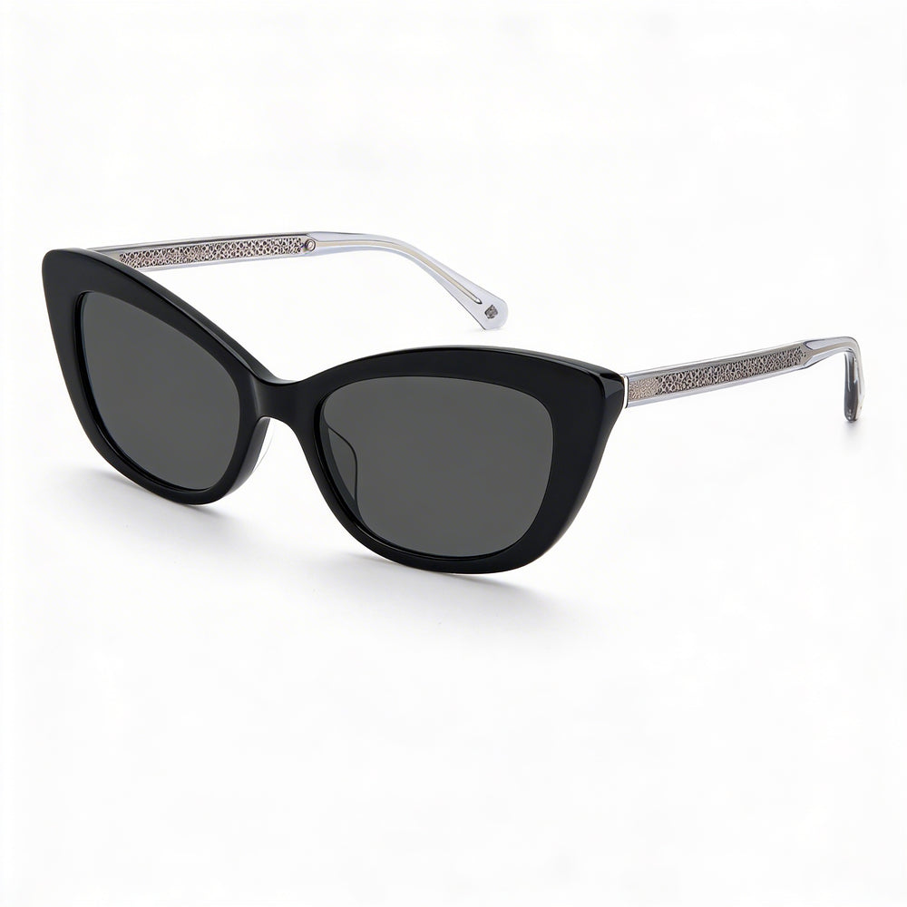 Kate Spade New York Merida/g/s Unisex Cat Eye Black Grey Plastic Grey Lens Non-Polarized UV Protection 54mm