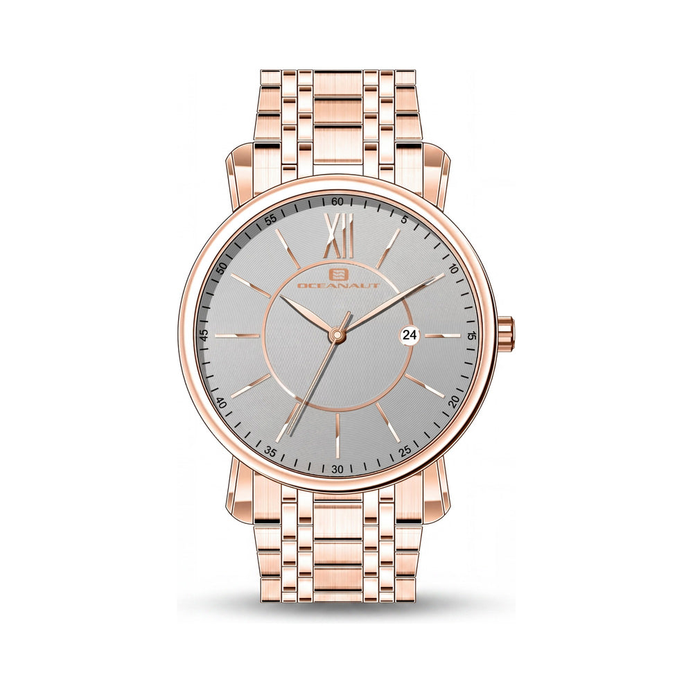 Reloj Oceanaut para hombre con pulsera y caja de acero inoxidable gris, movimiento de cuarzo, resistente al agua.