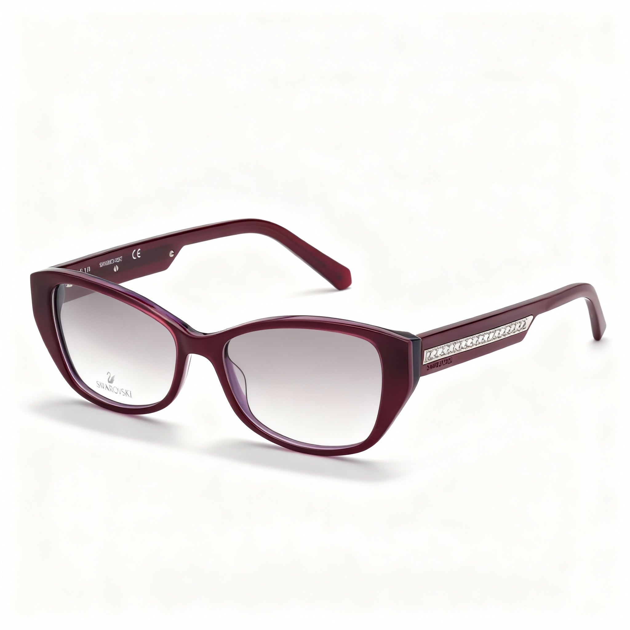 Swarovski RECTANGULAR Women's Violet Acetate Optical Eyeglasses with Crystal Temples 53-15-140