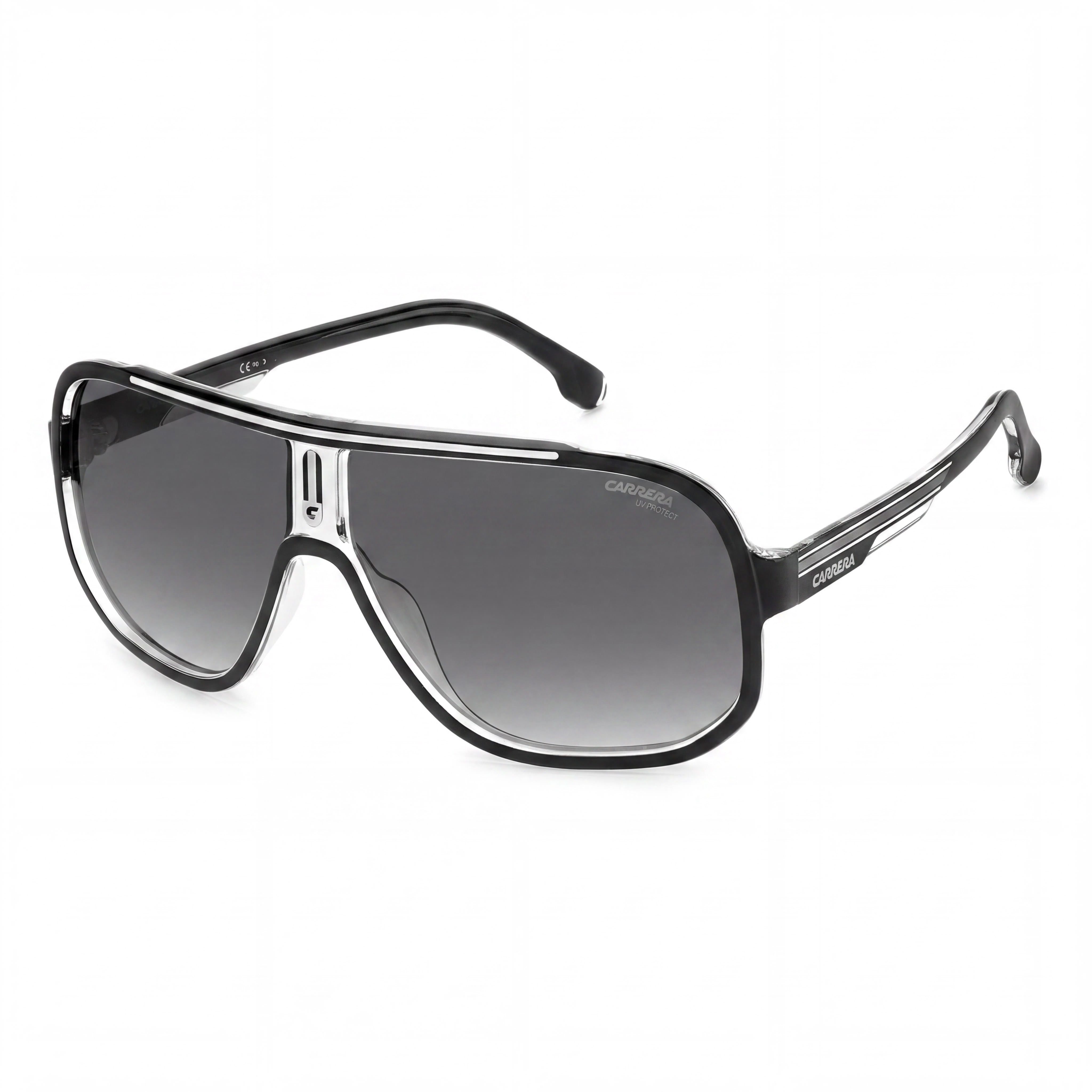 Gafas de sol Carrera modernas unisex con montura y lentes de poliamida en blanco y negro, con protección UV y no polarizadas, 63mm, Photo 1