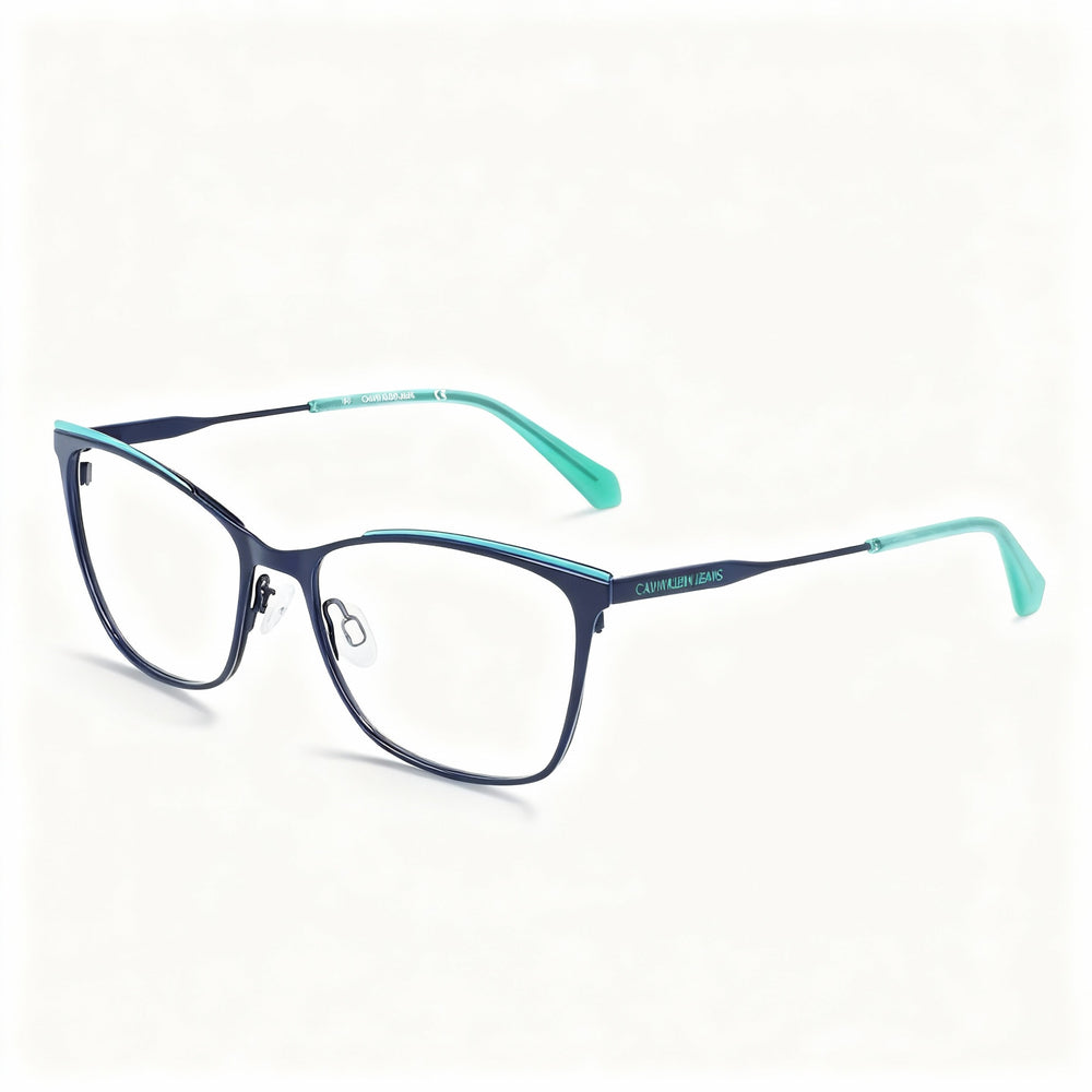 Gafas de sol Calvin Klein CKJ21207 para mujer, de metal, color azul marino, lentes de policarbonato no polarizadas, 53 mm