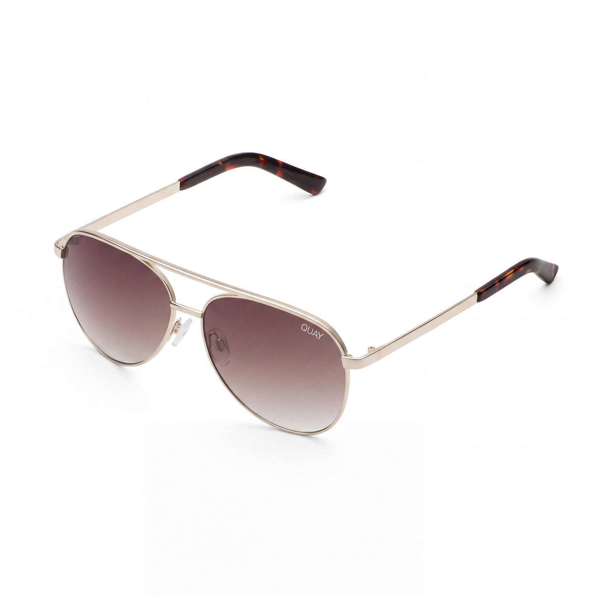 QUAY AUSTRALIA VIVIENNE Unisex Classic Gold Brown Plastic Sunglasses with Brown Gradient Non-Polarized UV Protection Lenses 60mm, Photo 1