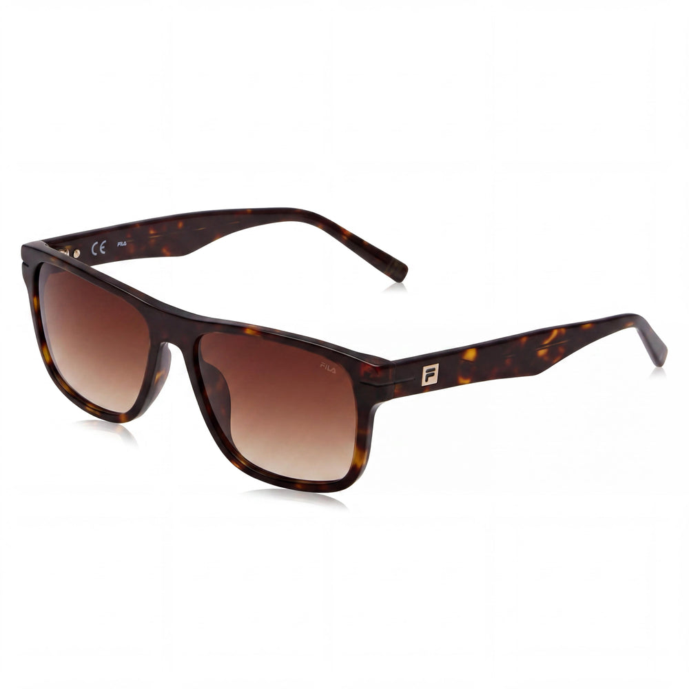 FILA Casual Men's Non-Polarized Acetate Sunglasses Shiny Dark Havana Frame, Brown Gradient Lenses 56mm