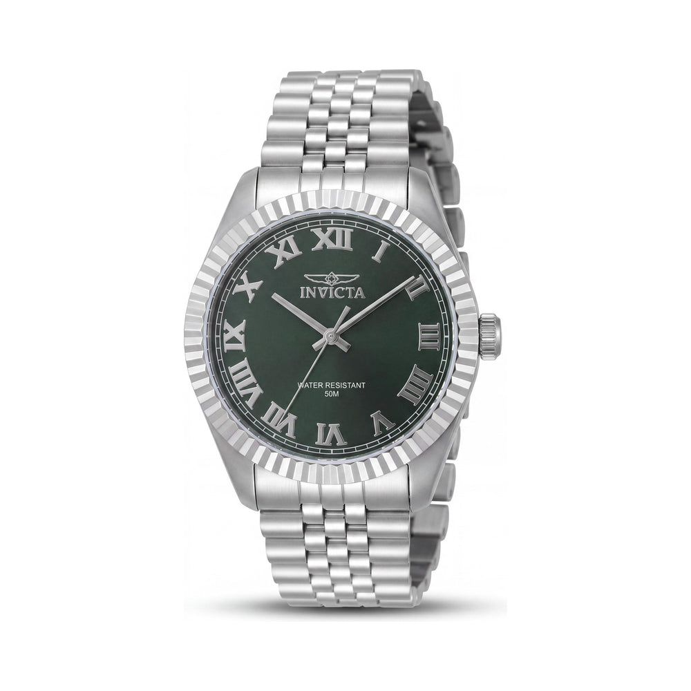 Reloj unisex Invicta Specialty 47398 de acero inoxidable plateado con esfera verde y pulsera de 43 mm