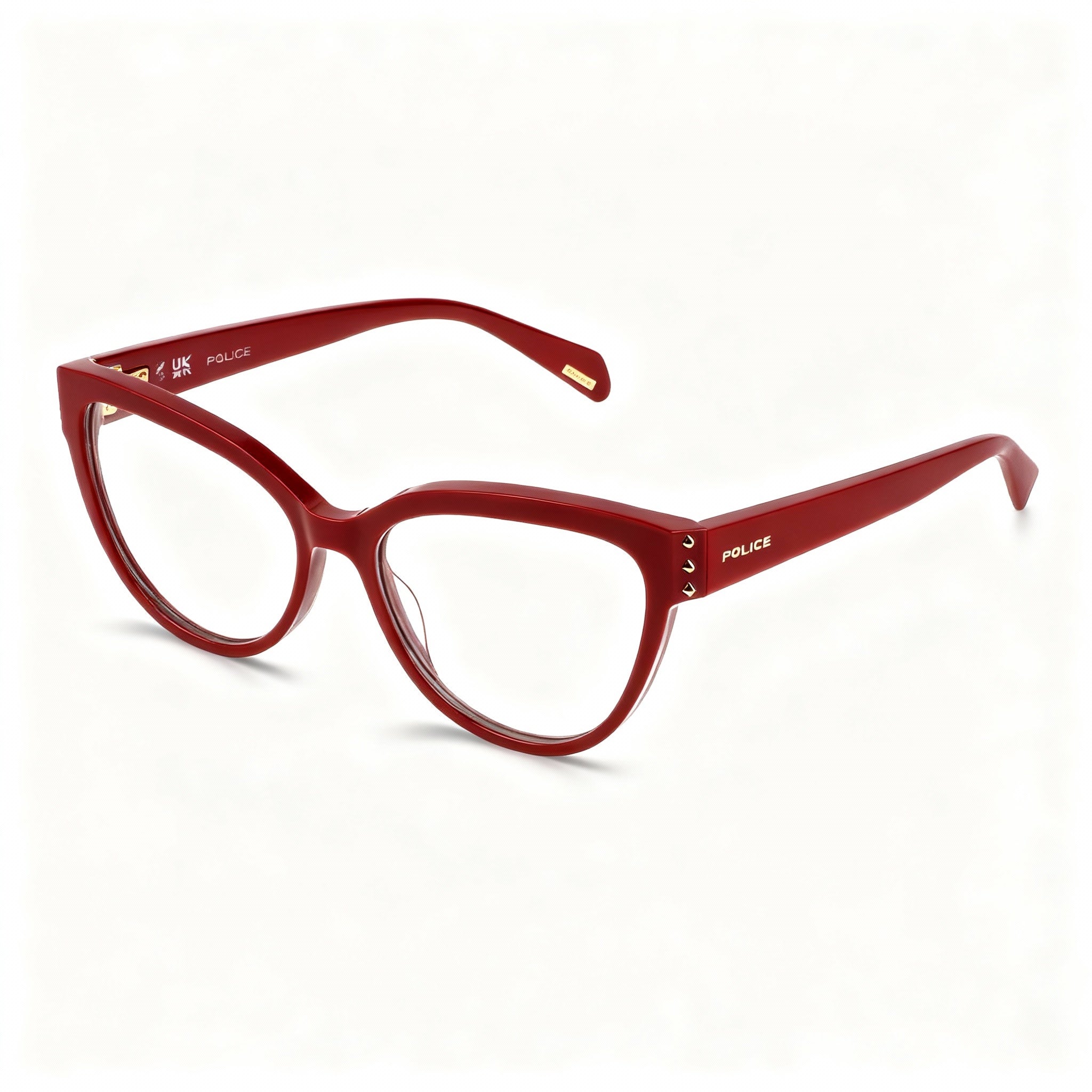 Police Casual Women's Acetate Eyeglass Frame, Cherry Red, Clear Non Polarized Lens, 54-16-140