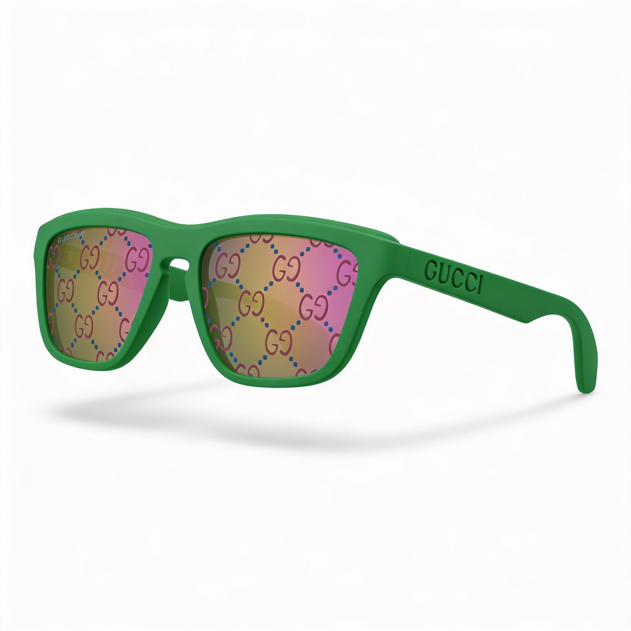 Gafas de sol Gucci Casual Collection para hombre con montura de plástico verde y lentes azules, 55 mm, Photo 1