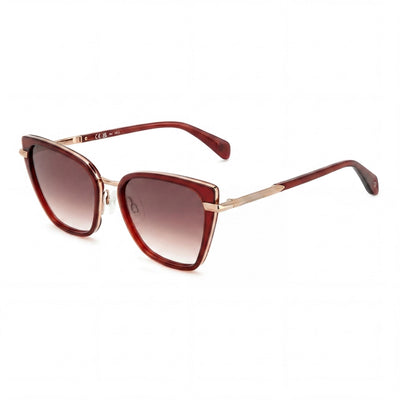 Gafas de sol Rag & Bone modernas para mujer, montura de metal burdeos, protección UV no polarizada, ancho de lente de 56 mm