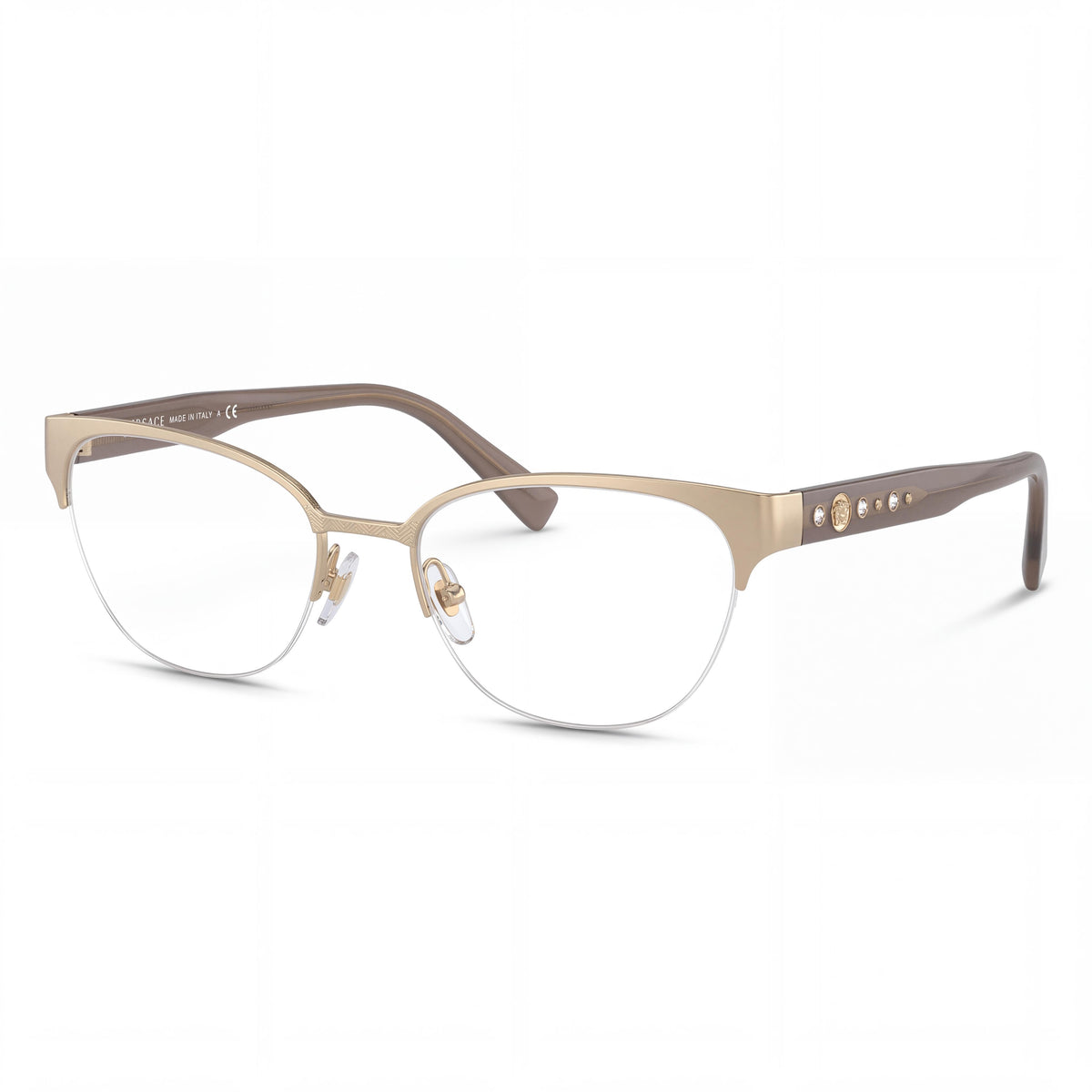 Versace VE1255B Unisex Round Gold Semi-Rimless Metal Optical Frames 52mm - Prescription Ready, Photo 1