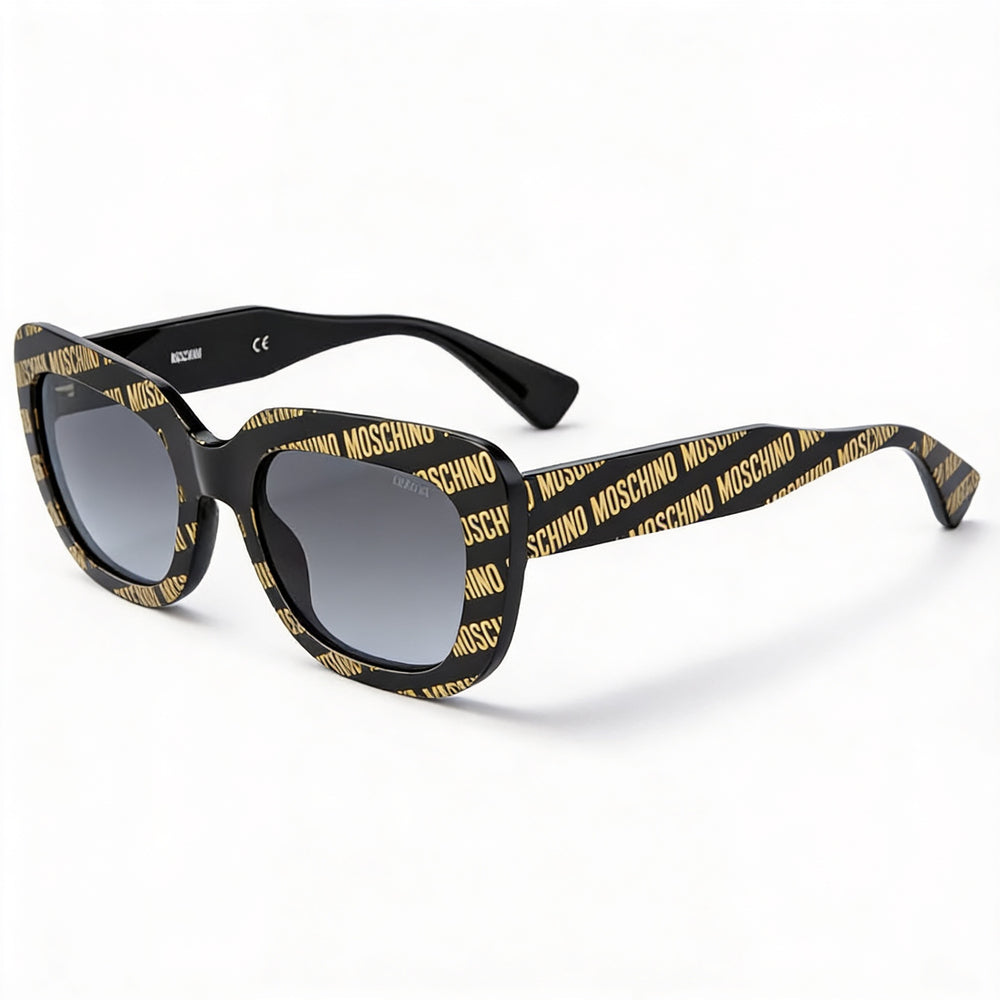 Moschino MOS132/S Women's Butterfly Plastic Frame Pattern Black Lenses 100% UV Sunglasses 53mm