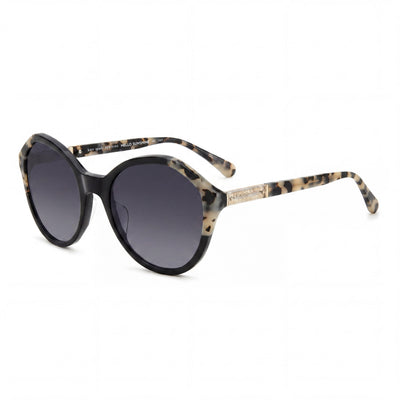 Gafas de sol redondas geométricas de mujer kate spade new york de plástico negro con protección UV de 54 mm