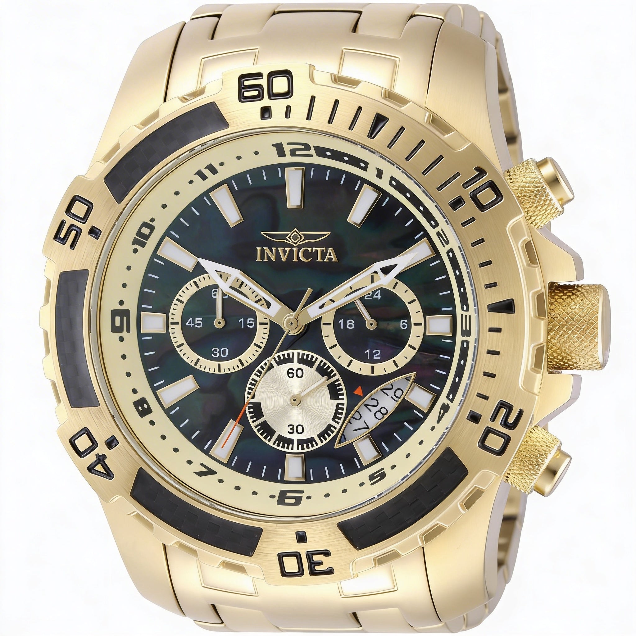 Invicta Pro Diver SCUBA 49854 Unisex Gold Stainless Steel Chronograph Quartz Watch with Black Dial 51mm, Photo 1