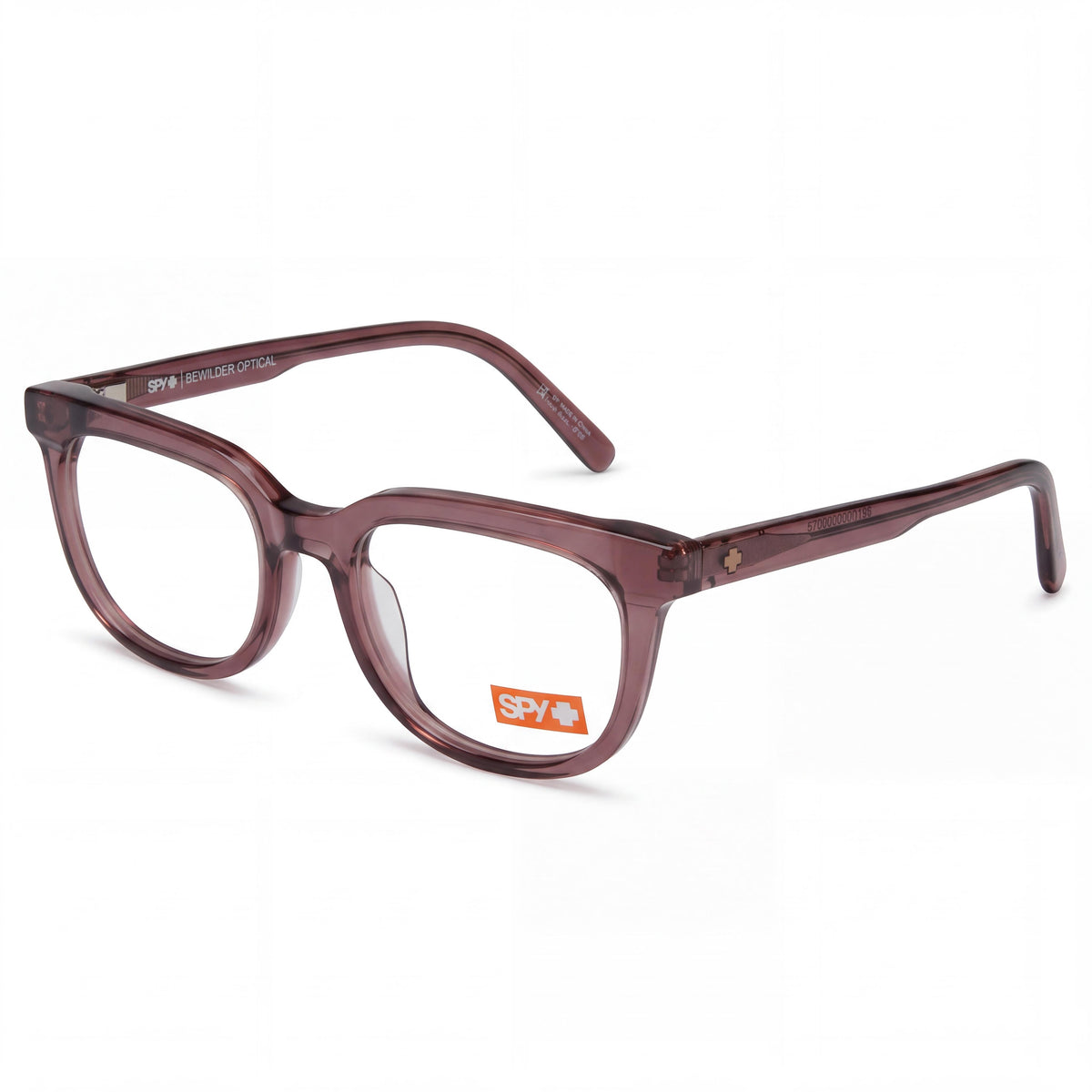Spy Bewilder Optical 53 Eyeglass Frames for Men and Women, Translucent Salmon, with Plastic Demo Lenses, Prescription Ready, Photo 1