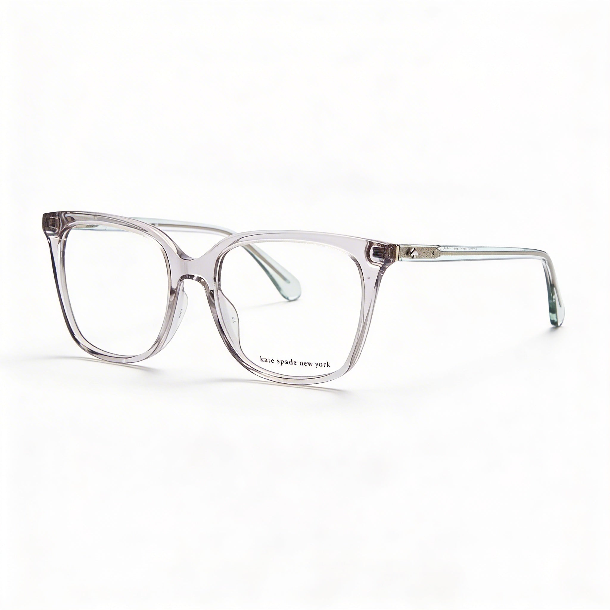 Kate Spade New York Modern Unisex Square Frame Eyeglasses Transparent Grey Acetate with Grey Lenses 51mm, Photo 1