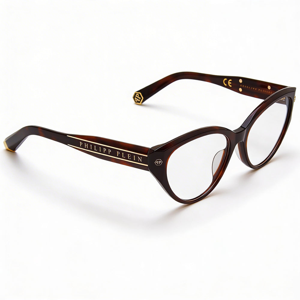 Gafas Philipp Plein VPP052 para mujer con montura clásica de plástico y lentes de demostración en color Havana oscuro brillante de 54 mm