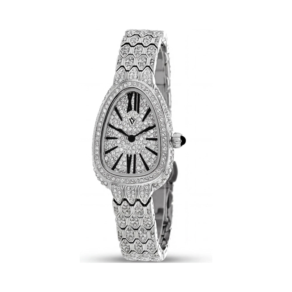 Reloj de pulsera Christian Van Sant para mujer - Caja y pulsera de acero inoxidable plateado, cuarzo, resistente al agua