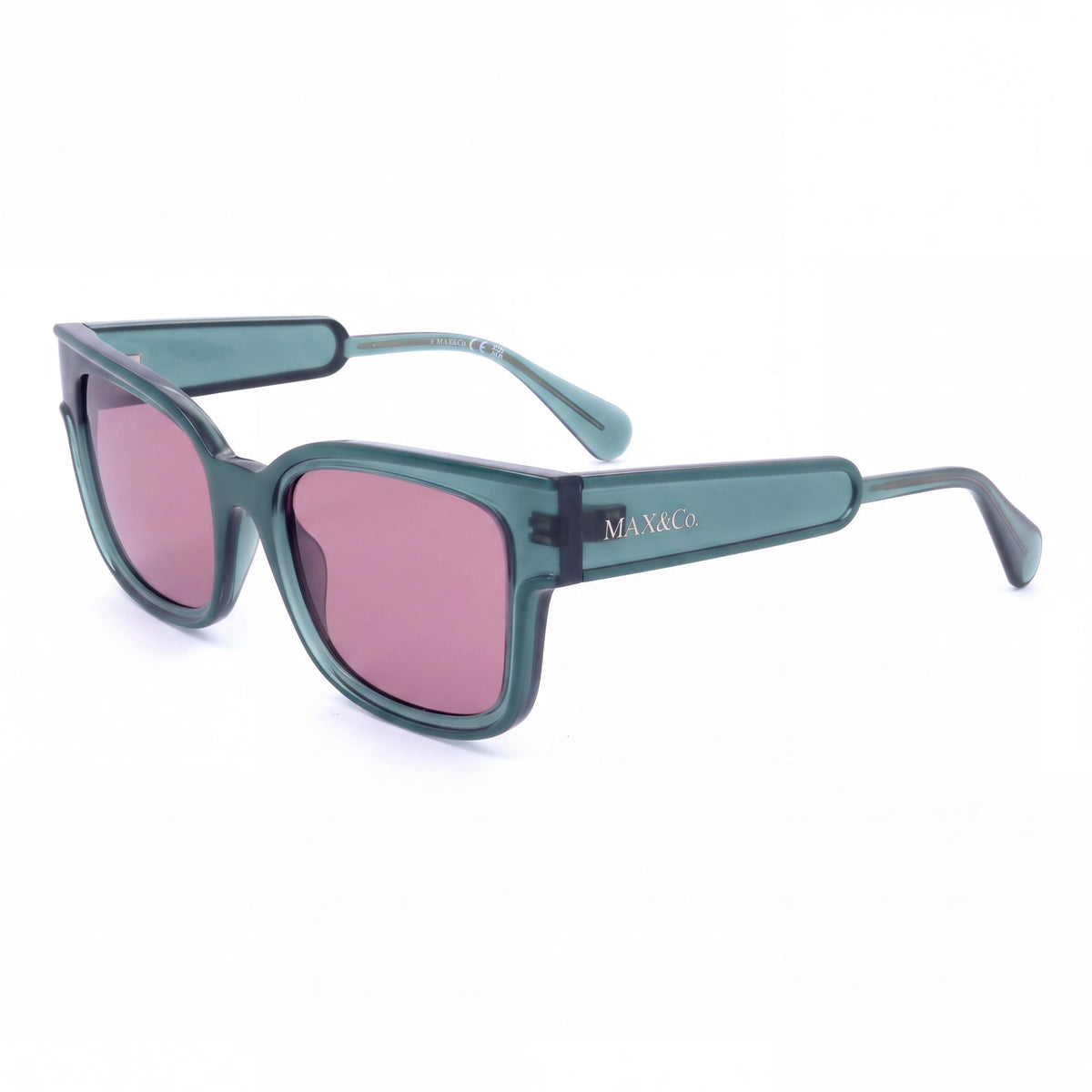 Max&Co. Casual Women's Sunglasses with Dark Green Plastic Frame and Grey Lenses, Size 53-20-140, Photo 1