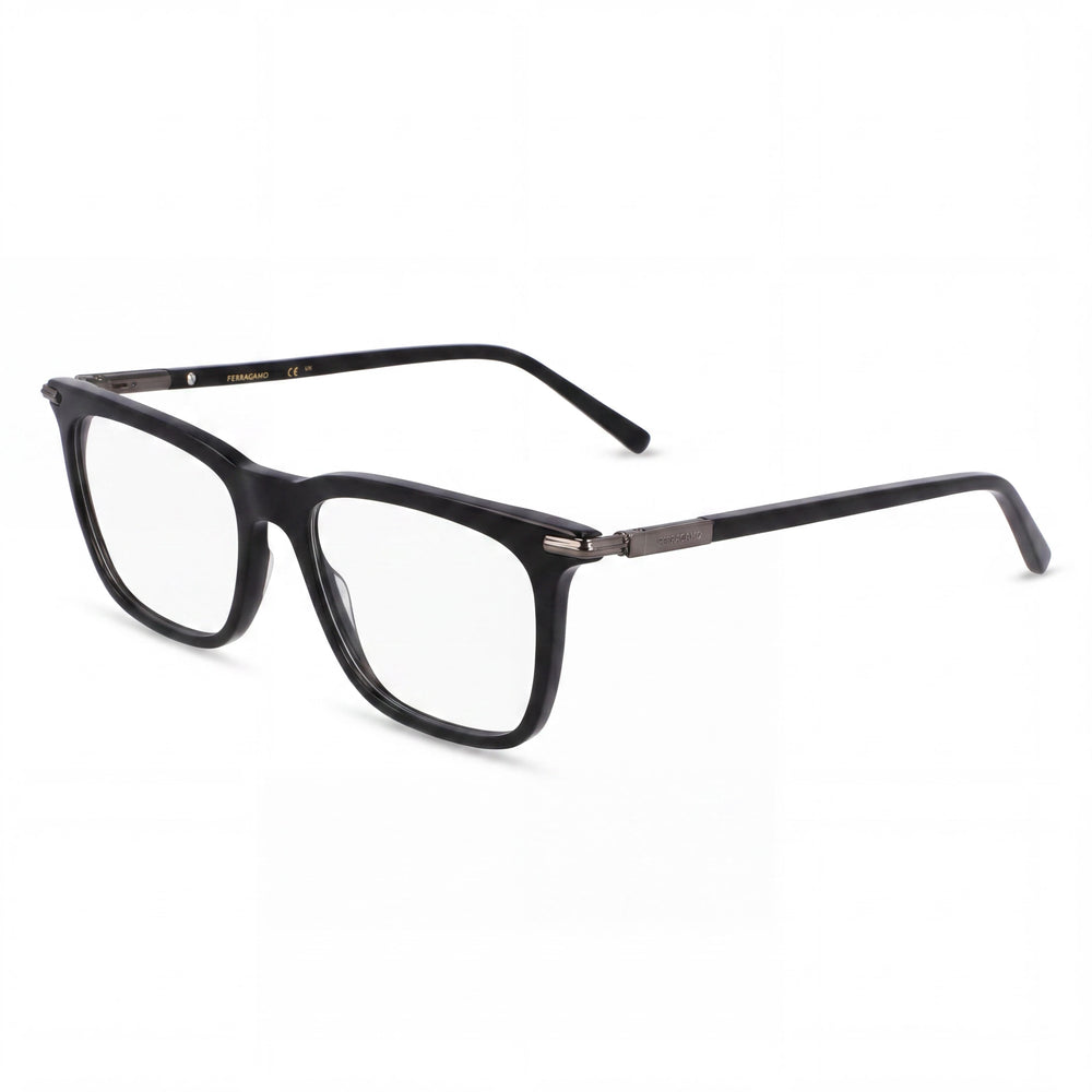 Ferragamo Casual Men's Black Acetate Frame Transparent Non-Polarized Eyeglasses 56mm