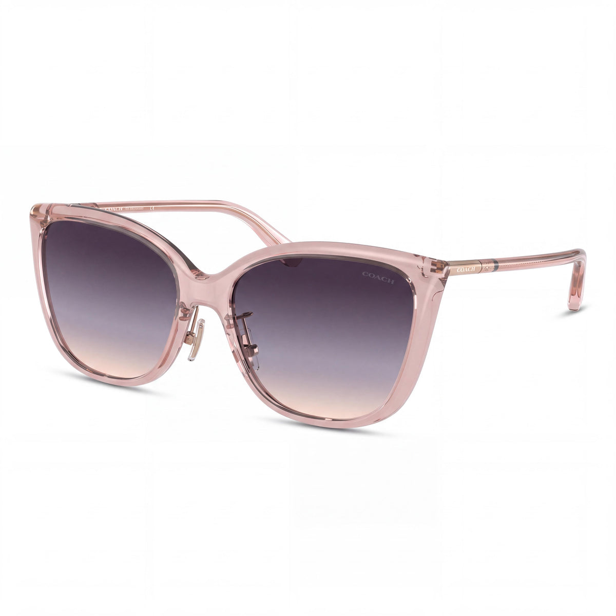Coach Hc 8345 Women's Transparent Pink Injected Sunglasses with UV Protected Brown Blue Violet Gradient Lenses 57mm, Photo 1