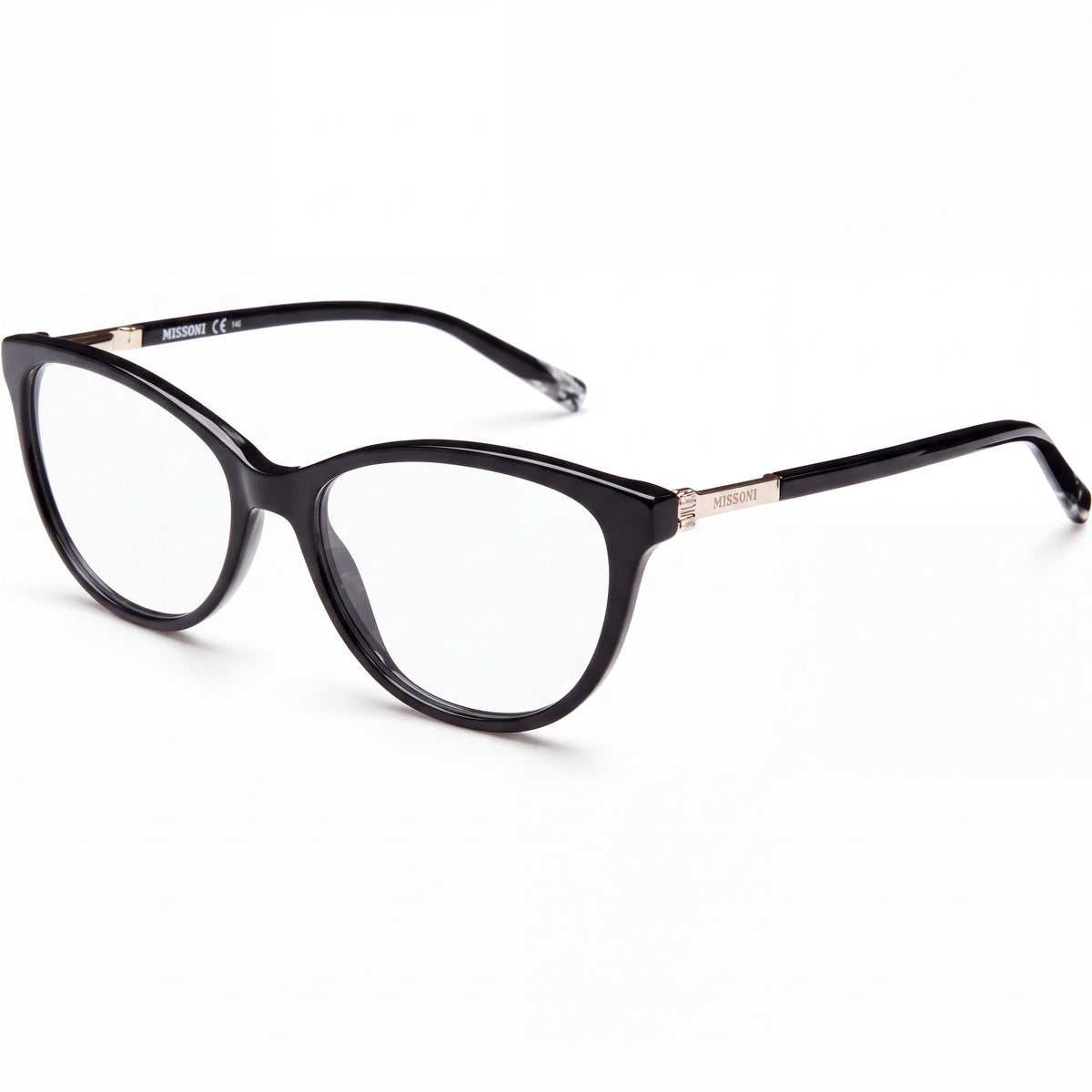 Missoni Women's Modern Acetate Frame Eyewear with Polycarbonate Lenses in Black, Lens Width 54mm, Bridge 16mm, Temple 145mm, Photo 1