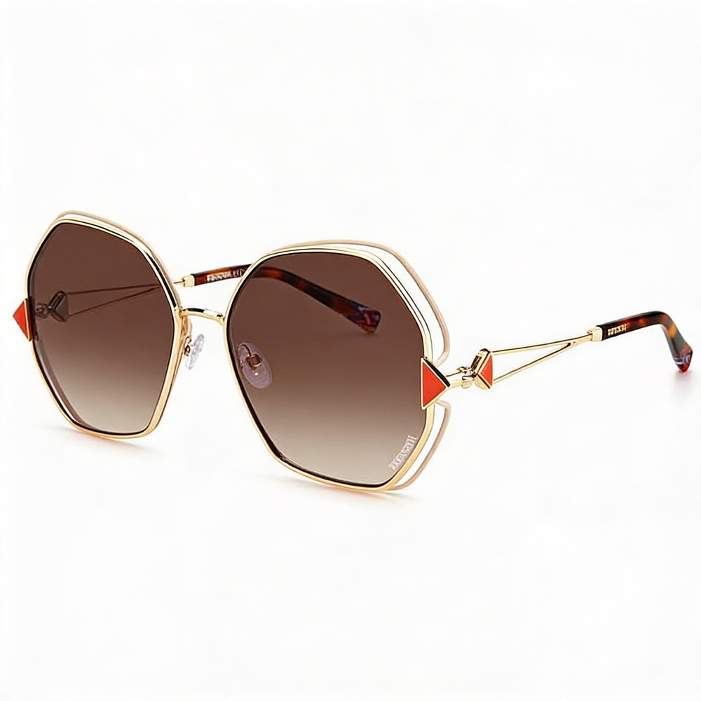 Gafas de sol Missoni Classic de mujer, de protección UV no polarizadas, armazón de aleación de acero dorado y marfil, 59 mm
