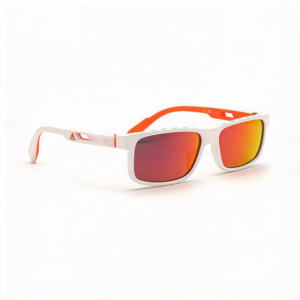 Adidas Contemporary Men's Sporty White Plastic Full Rim Red Mirror UV Protection Sunglasses 58mm