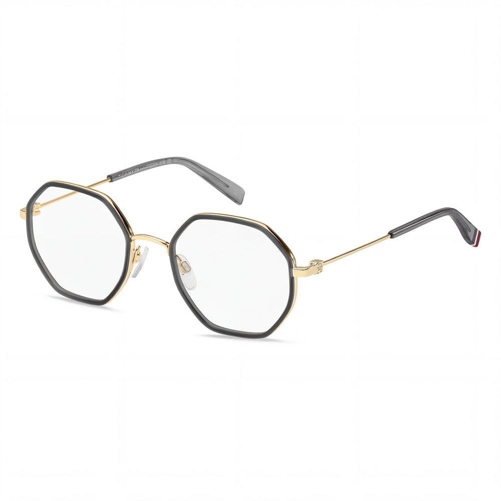 Gafas Tommy Hilfiger redondas geométricas de acero inoxidable para mujer con lentes de plástico transparente, gris 51-20-140