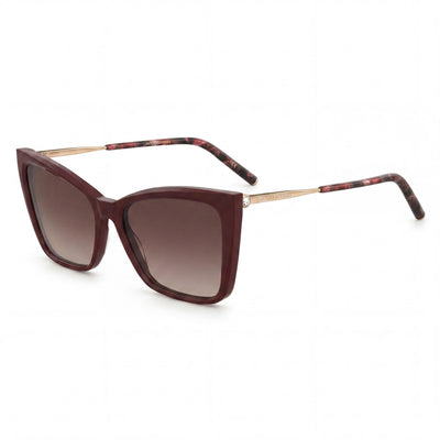 Gafas de sol Carolina Herrera Her 0180/S para mujer, de acetato, color burdeos, dorado y marrón, con lentes marrones, protección UV 100 % (57 mm)