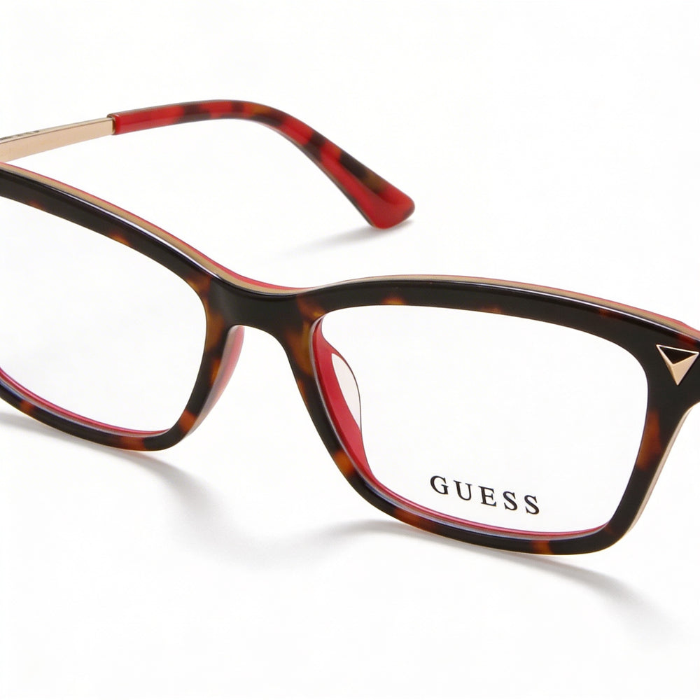 Guess Women's Classic Style Eyeglasses featuring a Frame in Dark Havana Plastic, Size 52-15-140 mm