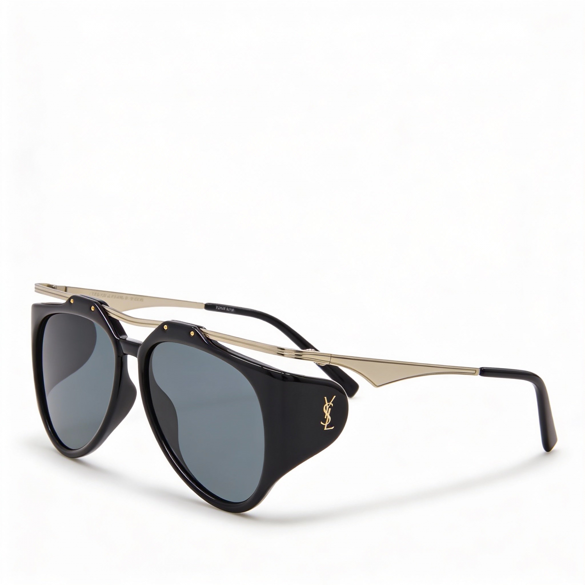 Yves Saint Laurent Classic Women's Gold Plastic and Metal Frame Black Lens Non-Polarized 55mm Sunglasses