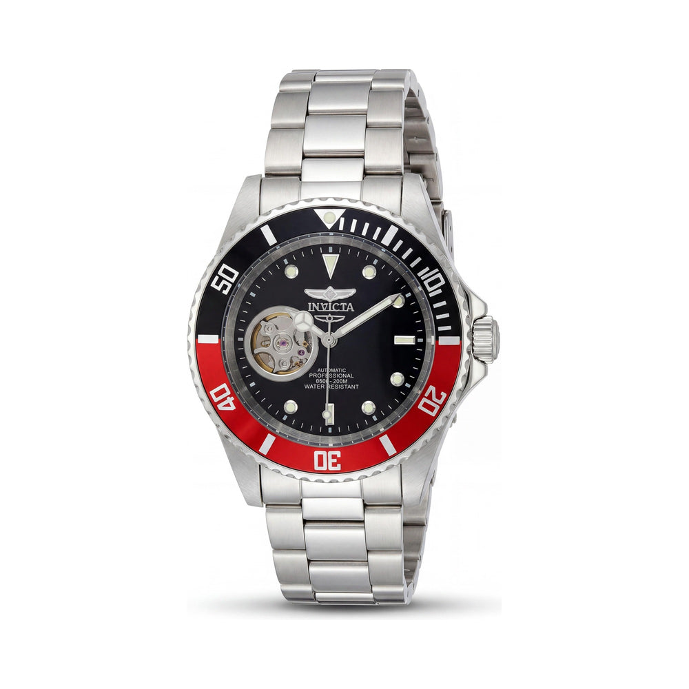 Invicta Men’s Diver Automatic 40mm Stainless Steel Watch, Silver Tone Case, Japanese Movement, Luminous Dial, Screw-Down Crown