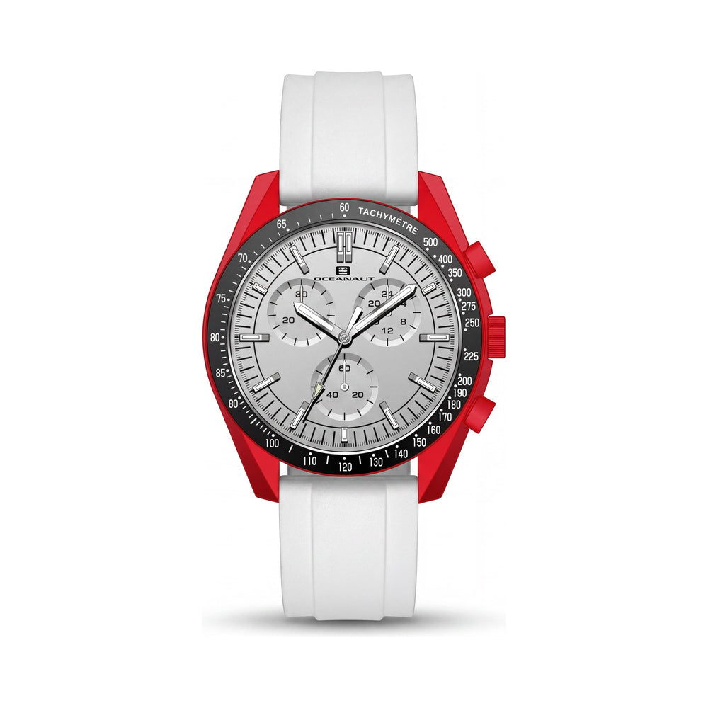 Reloj Oceanaut Modern para hombre con caja de plástico blanca, correa de piel, resistente al agua 5 ATM