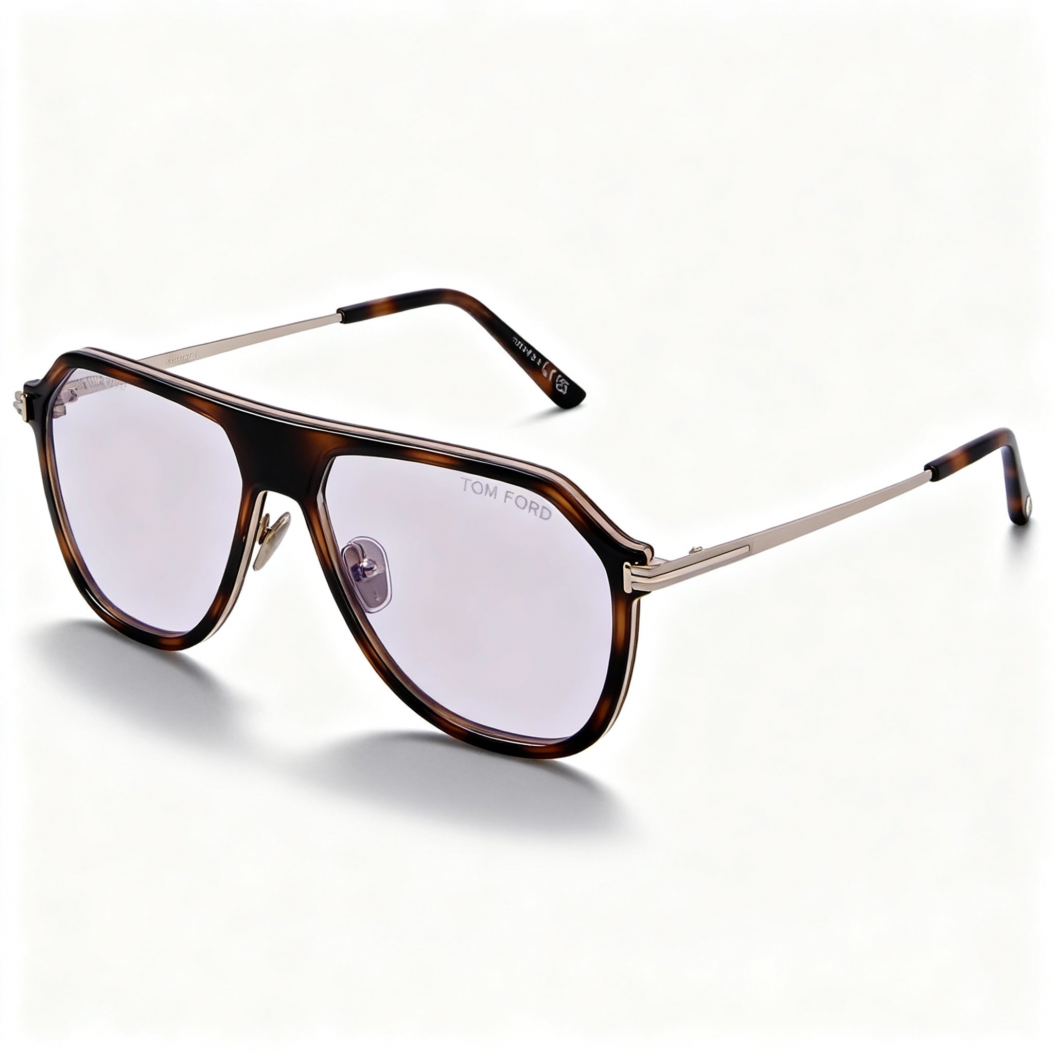 Tom Ford FT5943-B Men's Light Brown Acetate Full-Rim Blue Light Block Navigator Eyeglasses 56mm
