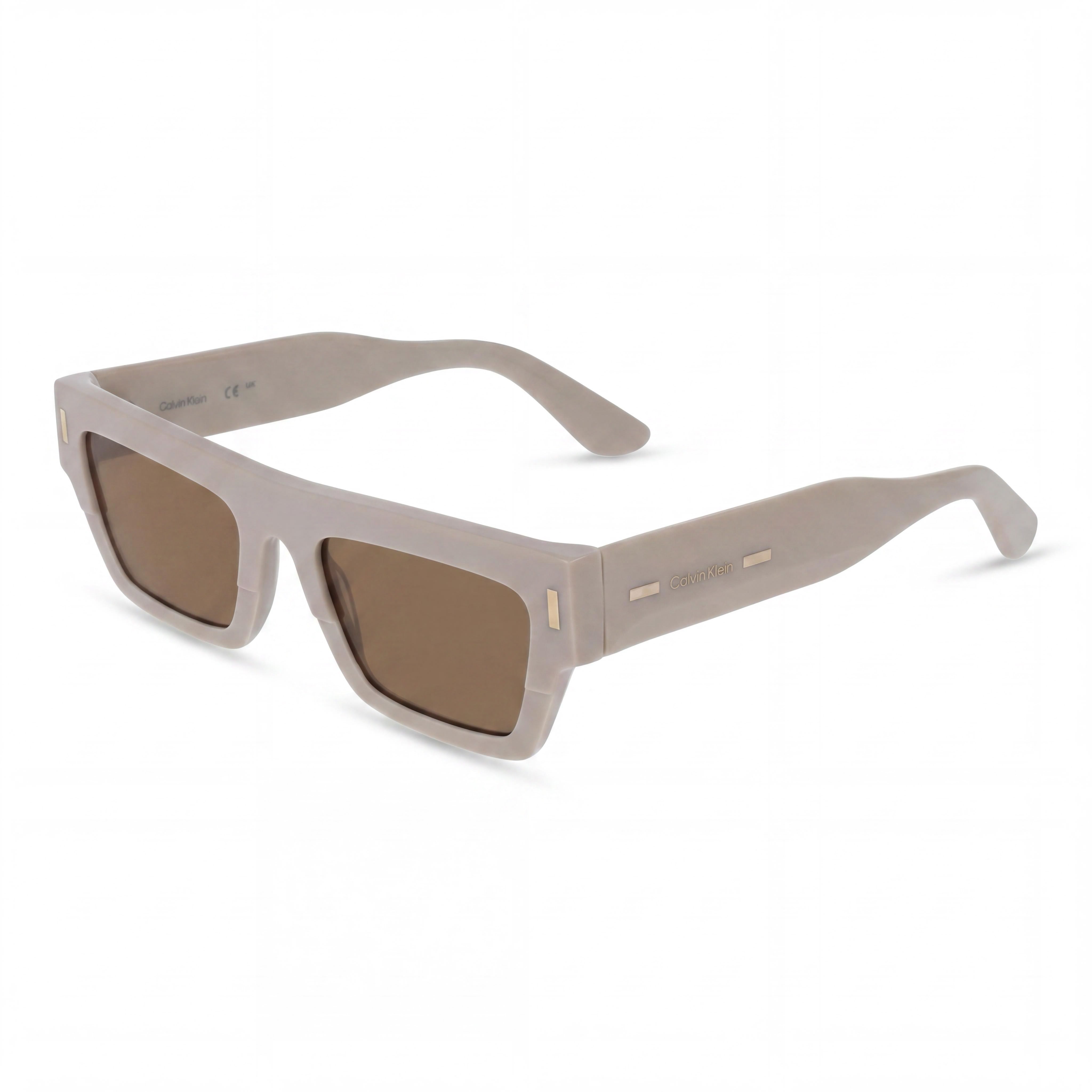 Calvin Klein Ck25510s Women's Beige Plastic Frame Solid Brown UV Protection Non-Polarized Sunglasses 52mm, Photo 1