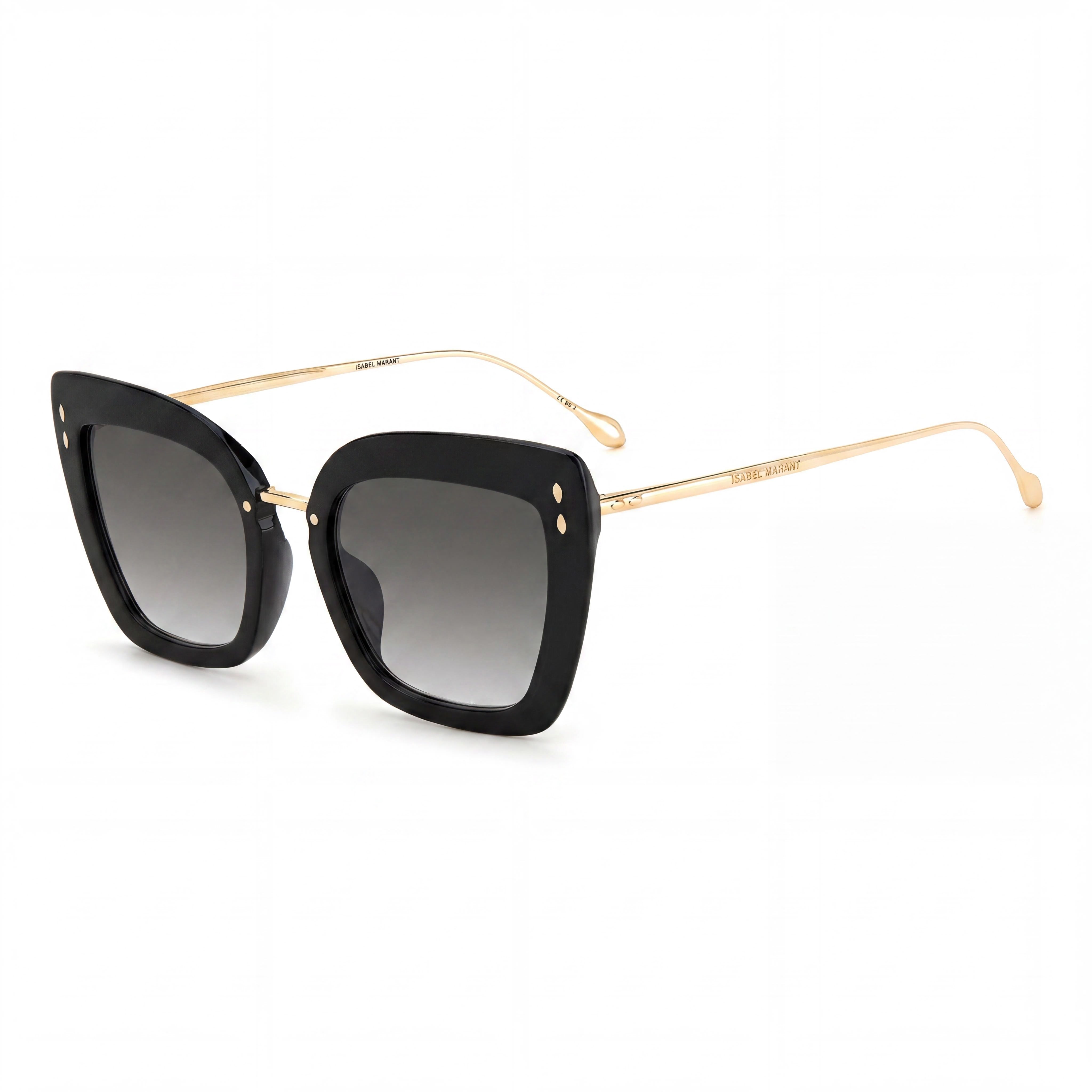 Isabel Marant Gafas de sol rectangulares modernas de poliamida negra y dorada no polarizadas UV 400 para mujer, 53 mm, Photo 1