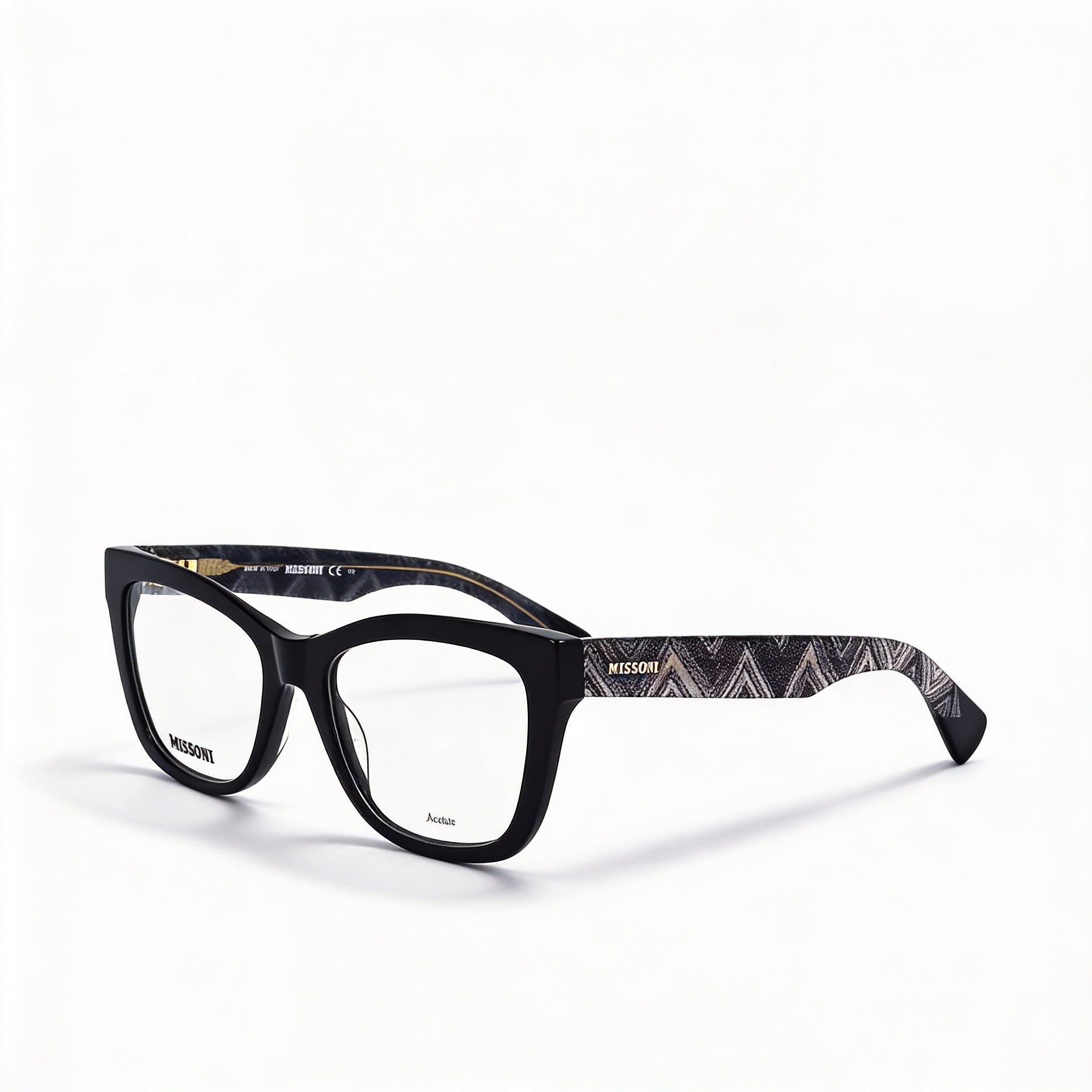 M Missoni MIS 0081 Montura de gafas casual de acetato negro para mujer, tamaño de lente: 53 mm, puente de 19 mm, patilla de 140 mm, Photo 1