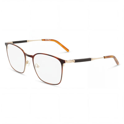 Gafas de titanio cuadradas unisex Salvatore Ferragamo Sf2566 Carey Dorado 54mm