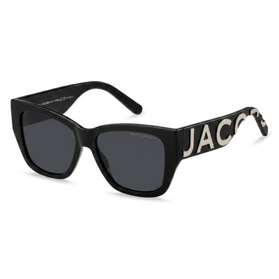 Gafas de sol unisex Marc Jacobs Marc 695/S de acetato cuadradas con montura blanca y negra y lentes grises 55-16-145