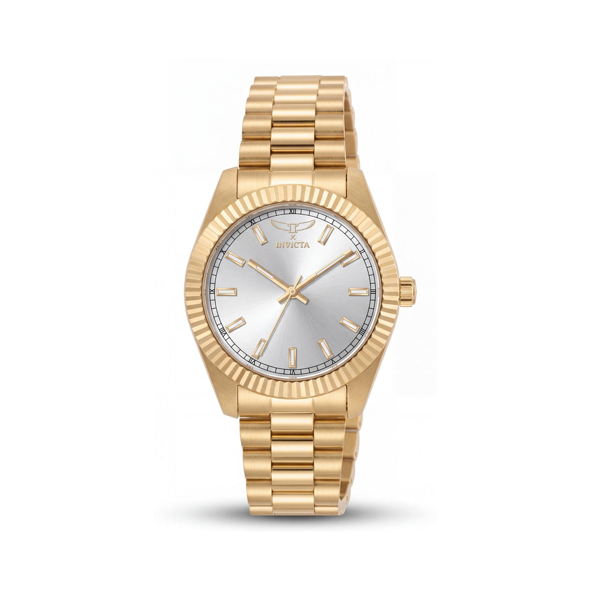 Reloj Invicta Specialty 69005 Unisex con correa de acero inoxidable dorado, cronómetro de cuarzo y esfera blanca de 41 mm, Photo 1
