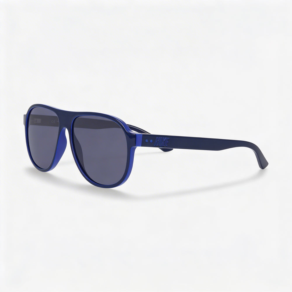 Gafas de sol Nike Vintage Icon unisex con montura de plástico azul oscuro con lentes azules macizas, protección 100 % UV, 59 mm