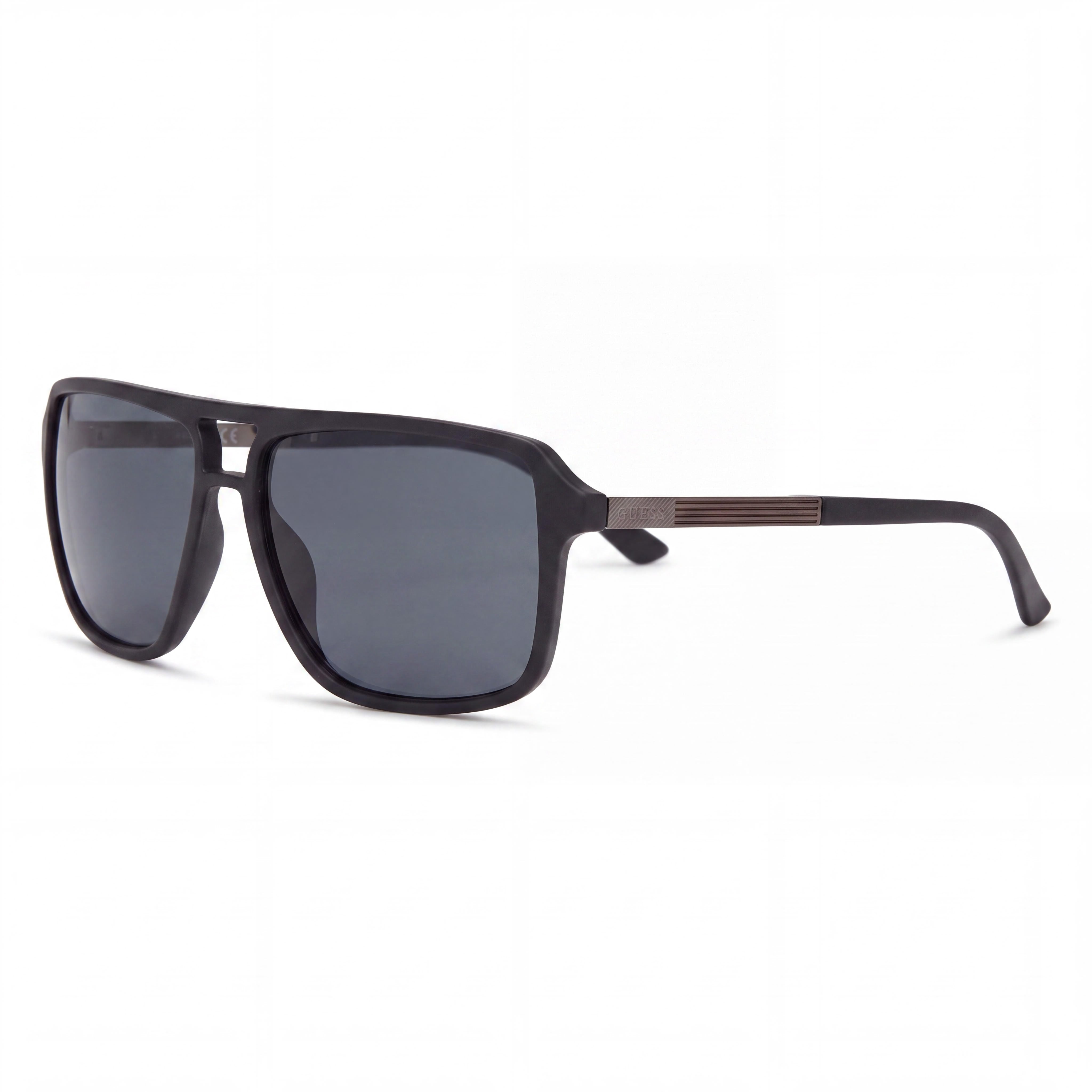 GUESS Classic Unisex Matte Black Plastic Sunglasses, 100% UV Protection, 58mm Lens Width, Photo 1