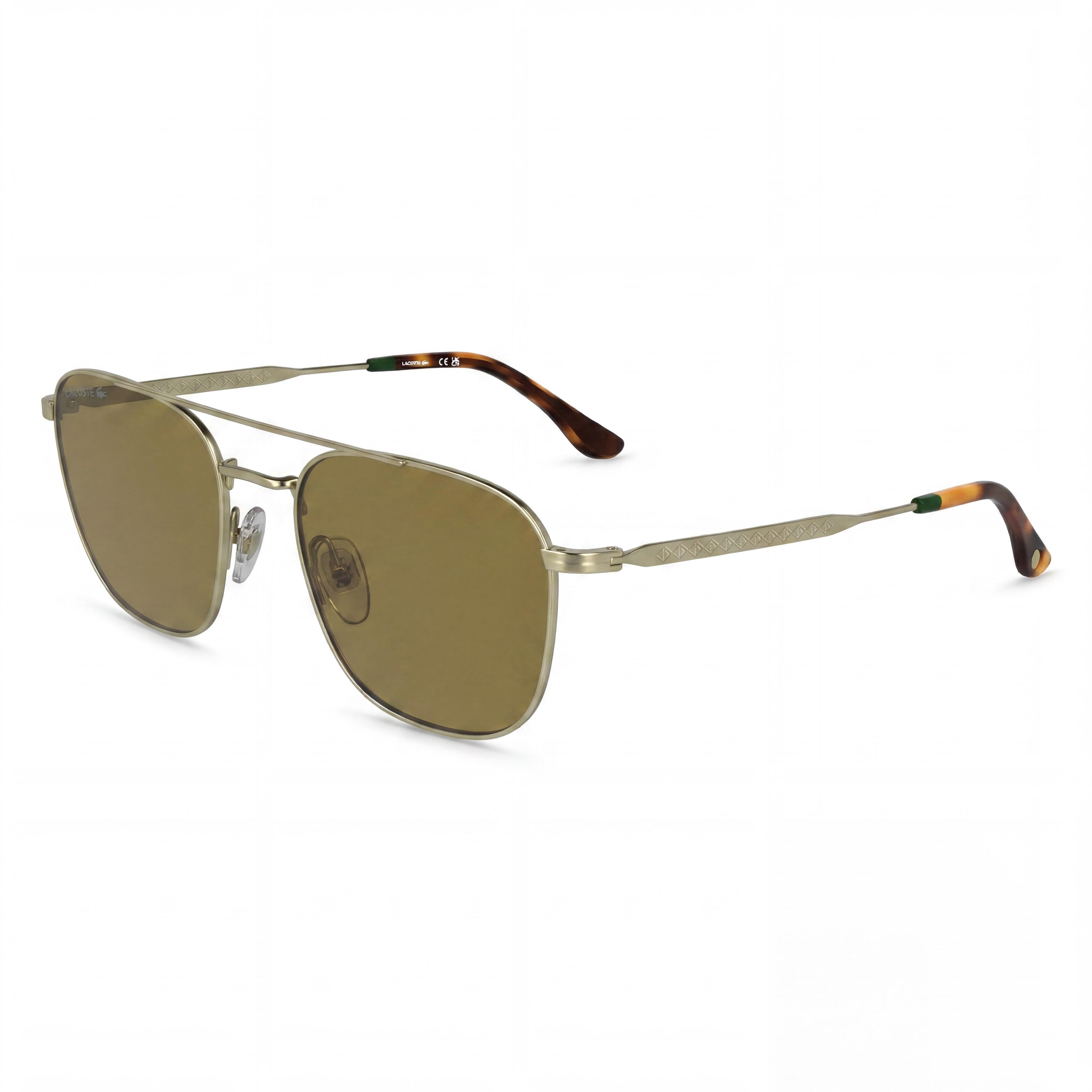 Lacoste Casual Women's Gold Metal Frame Solid Brown Non-Polarized UV Protection Sunglasses 55mm, Photo 1