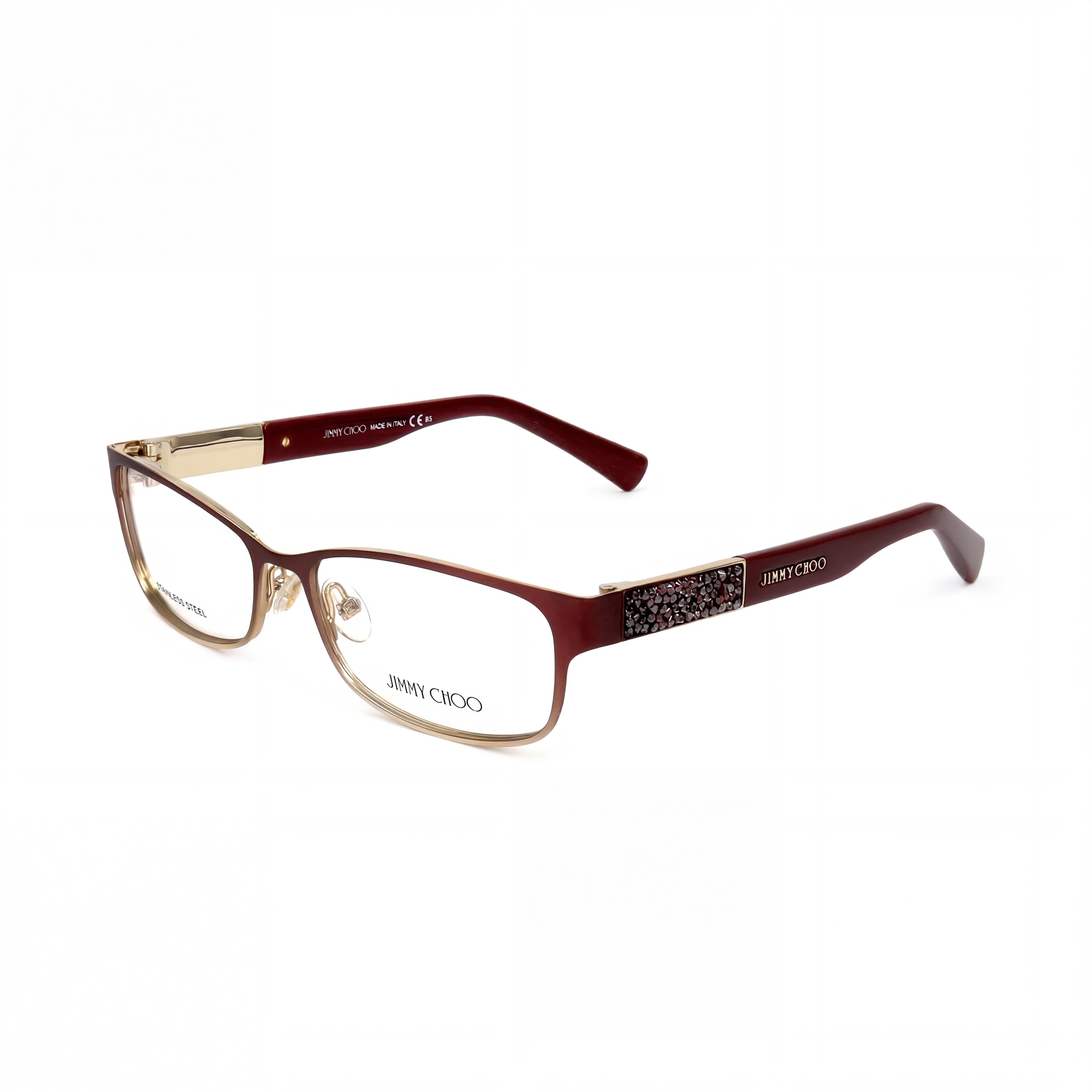 Gafas Jimmy Choo Clásicas de Hombre con Montura Semi Mate Roja de Acetato de Celulosa y Lentes de Policarbonato 54mm, Photo 1