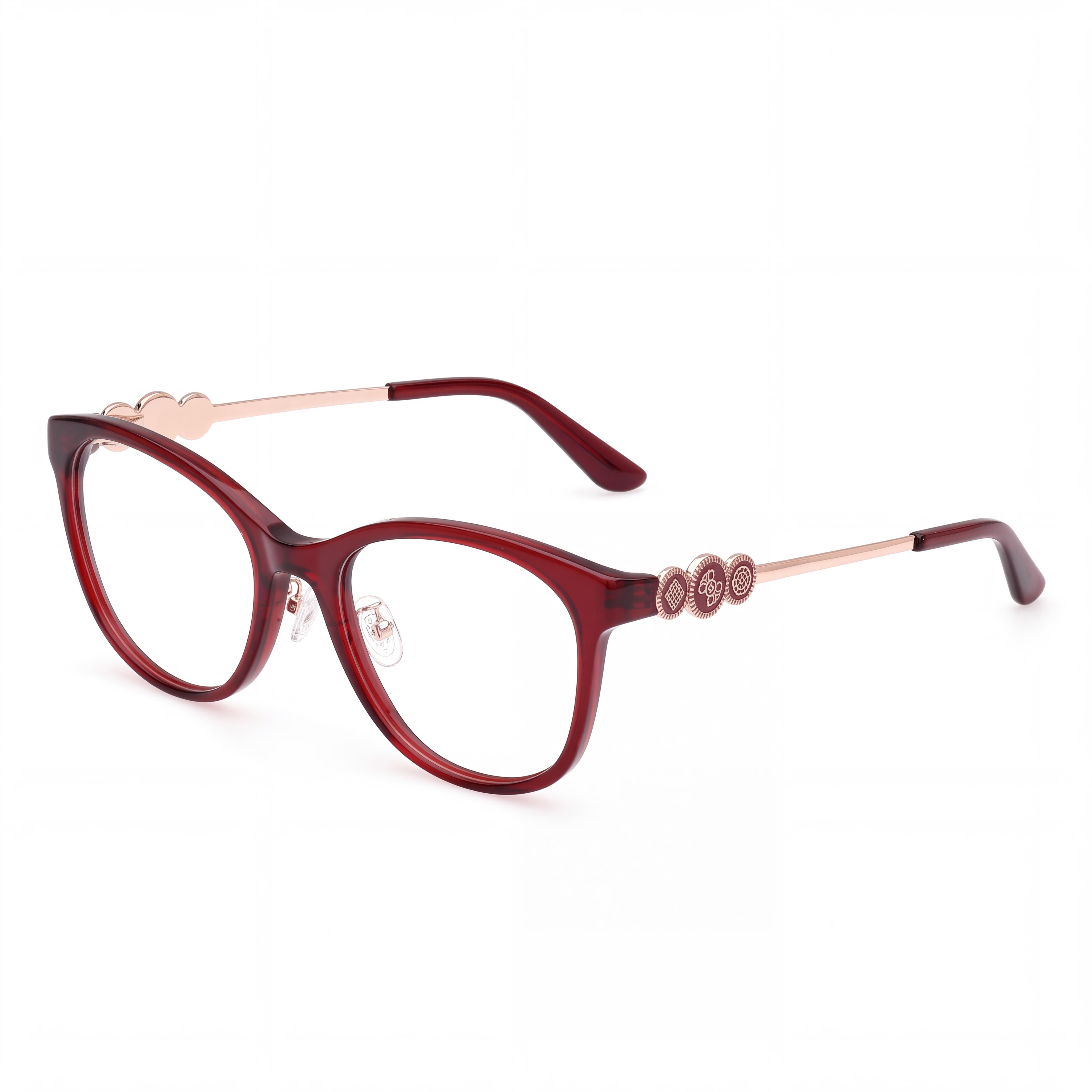 GUESS Classic Men's Plastic Frame Eyewear in Shiny Bordeaux Pink Gold, Non- Lenses, 52mm Lens Width, Photo 1