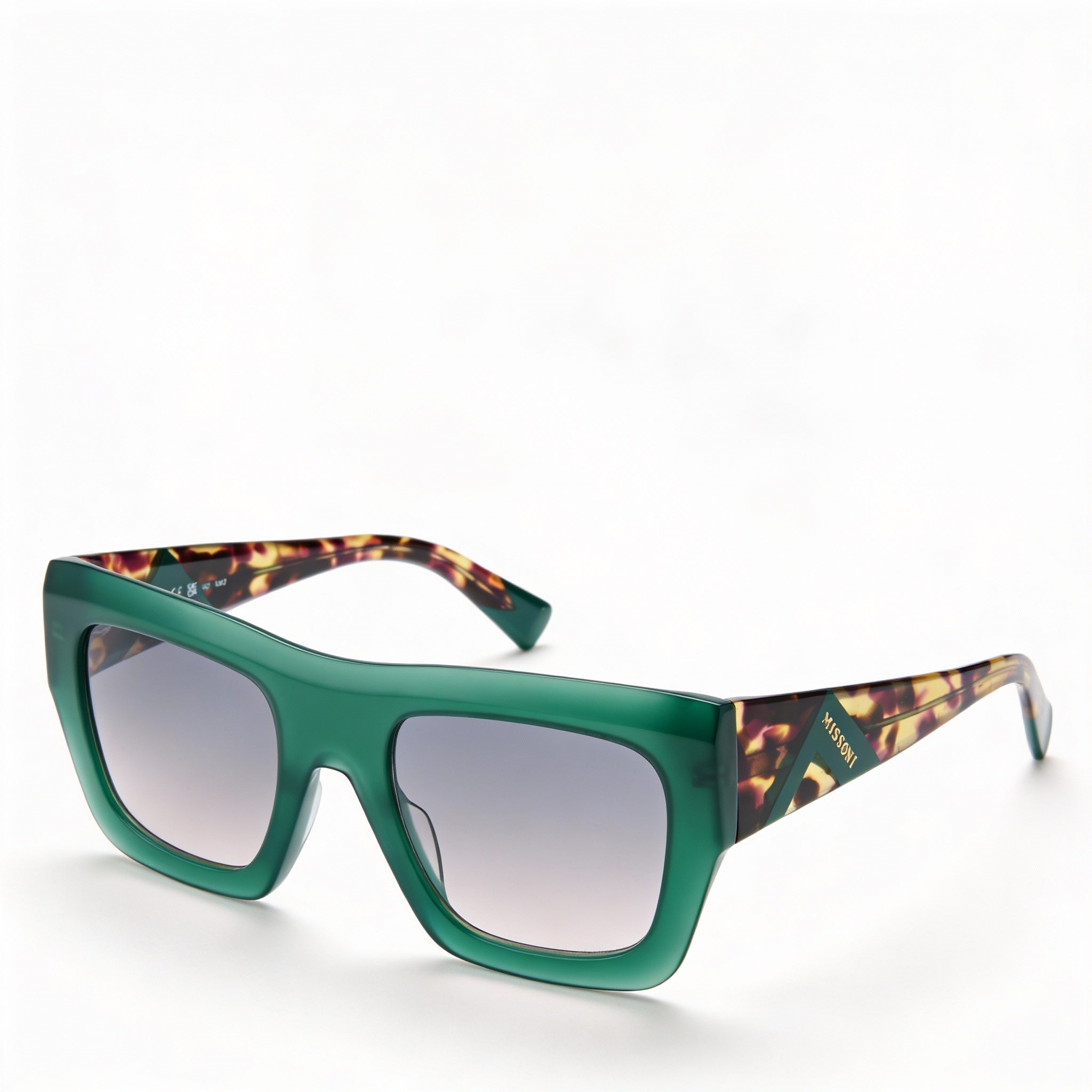 M Missoni Modern Women's Acetate Full Rim Flat Top UV Protected Sunglasses with Plastic Lenses Green Havana 52mm, Photo 1