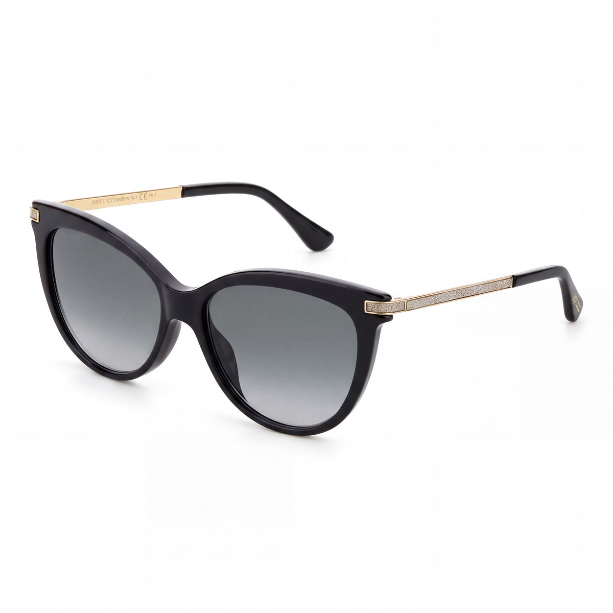 Gafas de sol JIMMY CHOO Axelle/G/S para mujer, estilo ojo de gato, de plástico negro con lentes grises degradadas con protección UV, 56 mm, Photo 1