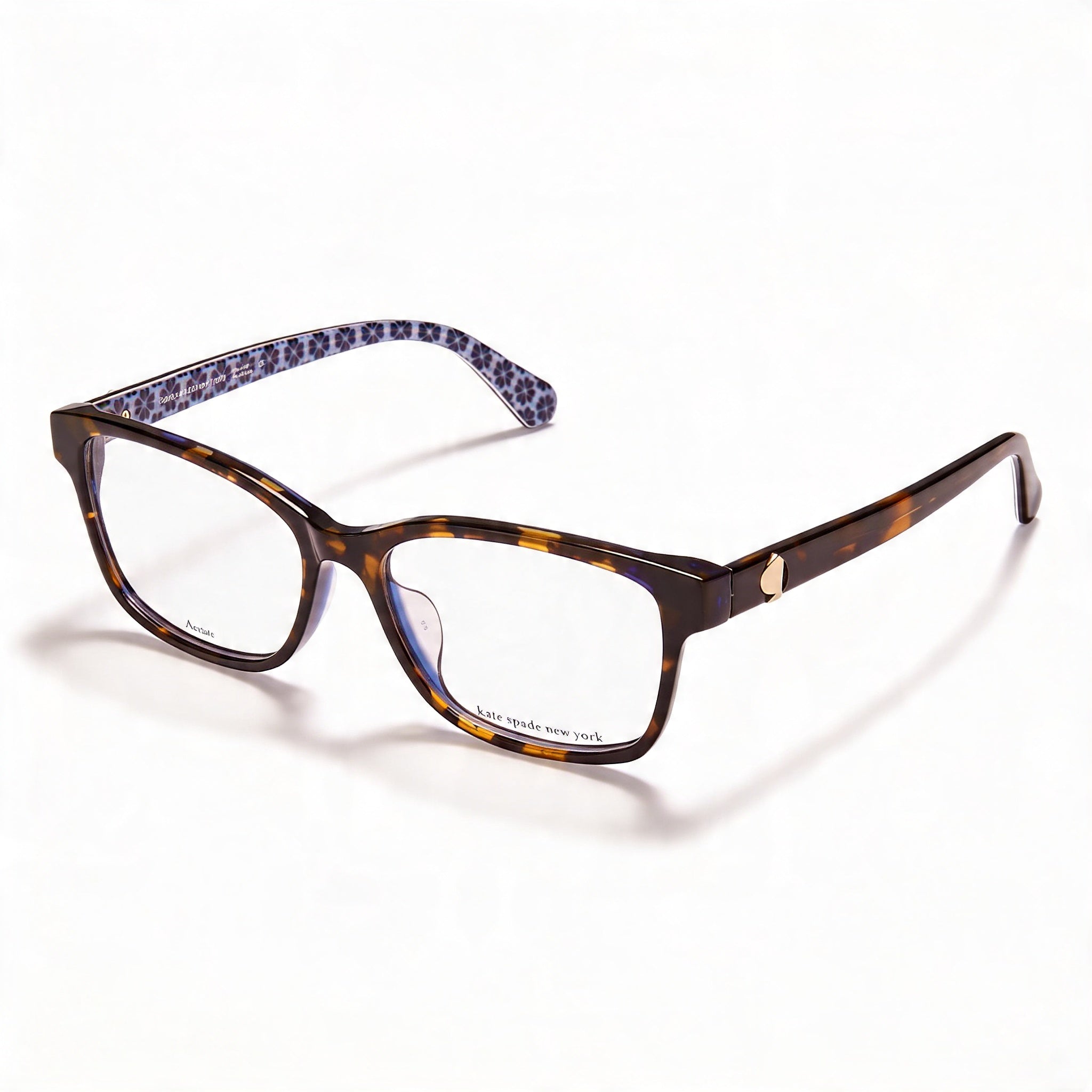 kate spade new york Montura de Gafas Rectangulares de Hombre Acero Inoxidable Habana Azul 53mm, Photo 1